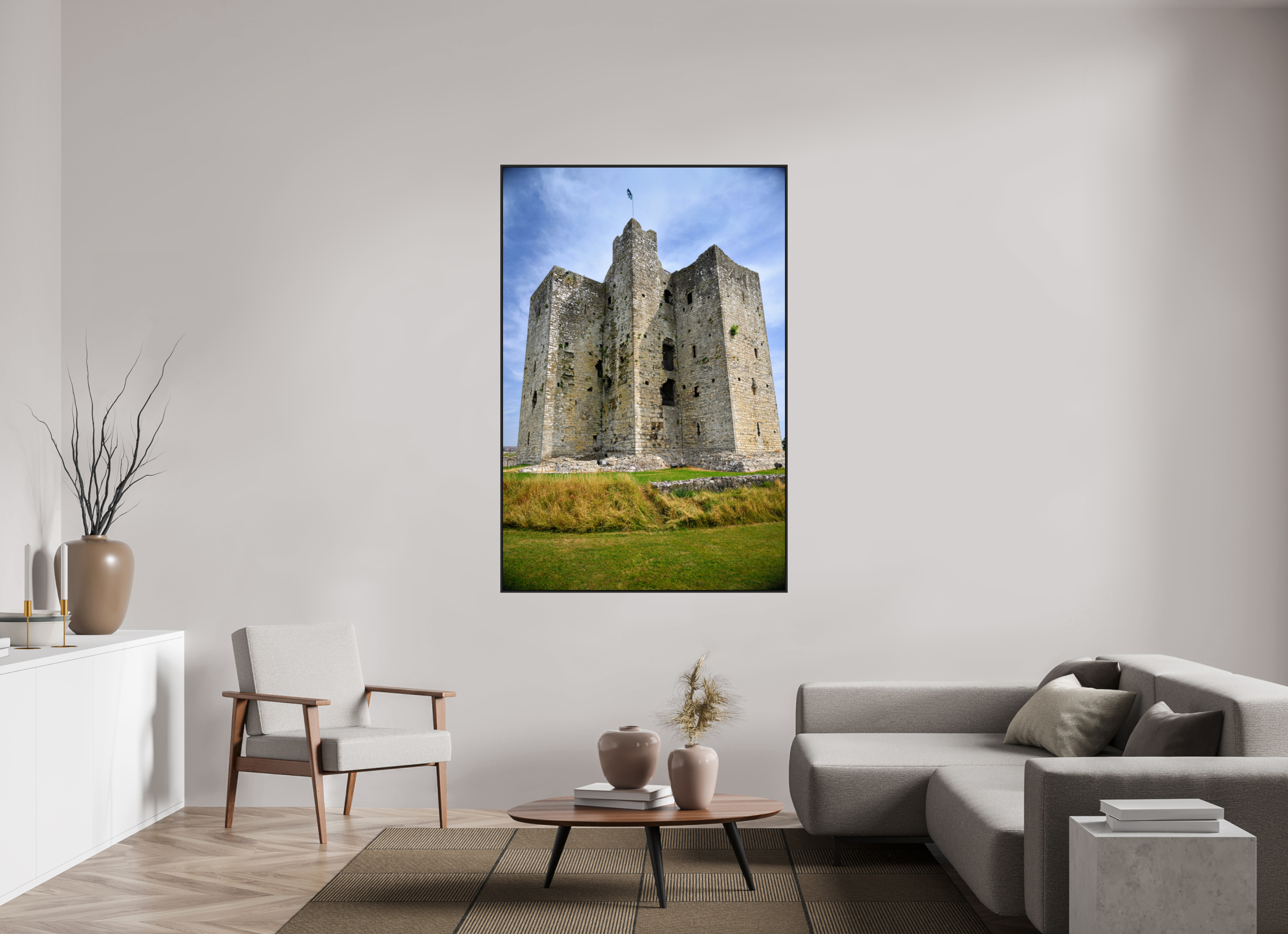 44 x 66″, Acrylic Glass Black matt .24" frame Trim Castle under acrylic glass with black frame