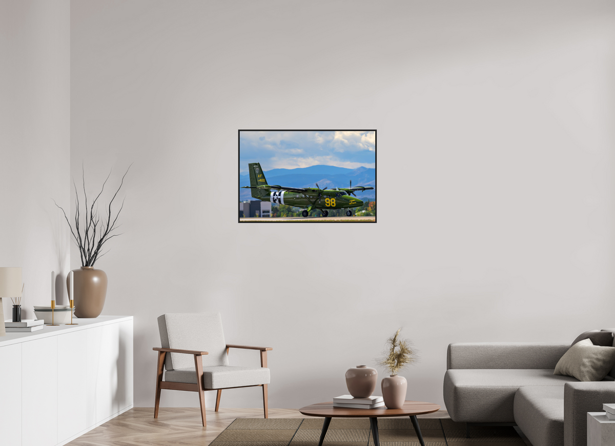 36 x 24″, Acrylic Glass Black matt .24" frame 98 FTS "Stand In The Door" De Havilland Canada UV-18 Twin Otter under acrylic glass with black frame