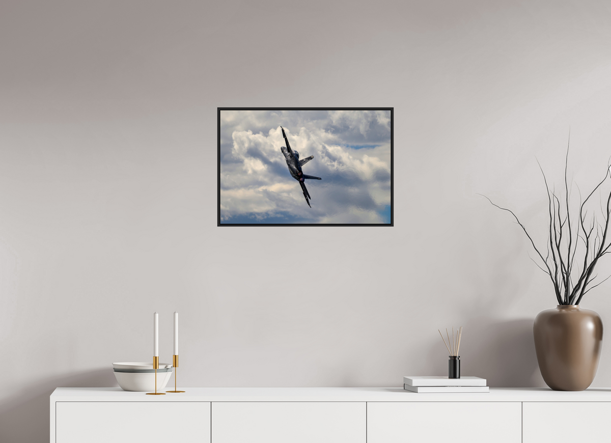 24 x 16″, Acrylic Glass Black matt .24" frame F18A Super Hornet under acrylic glass with black frame