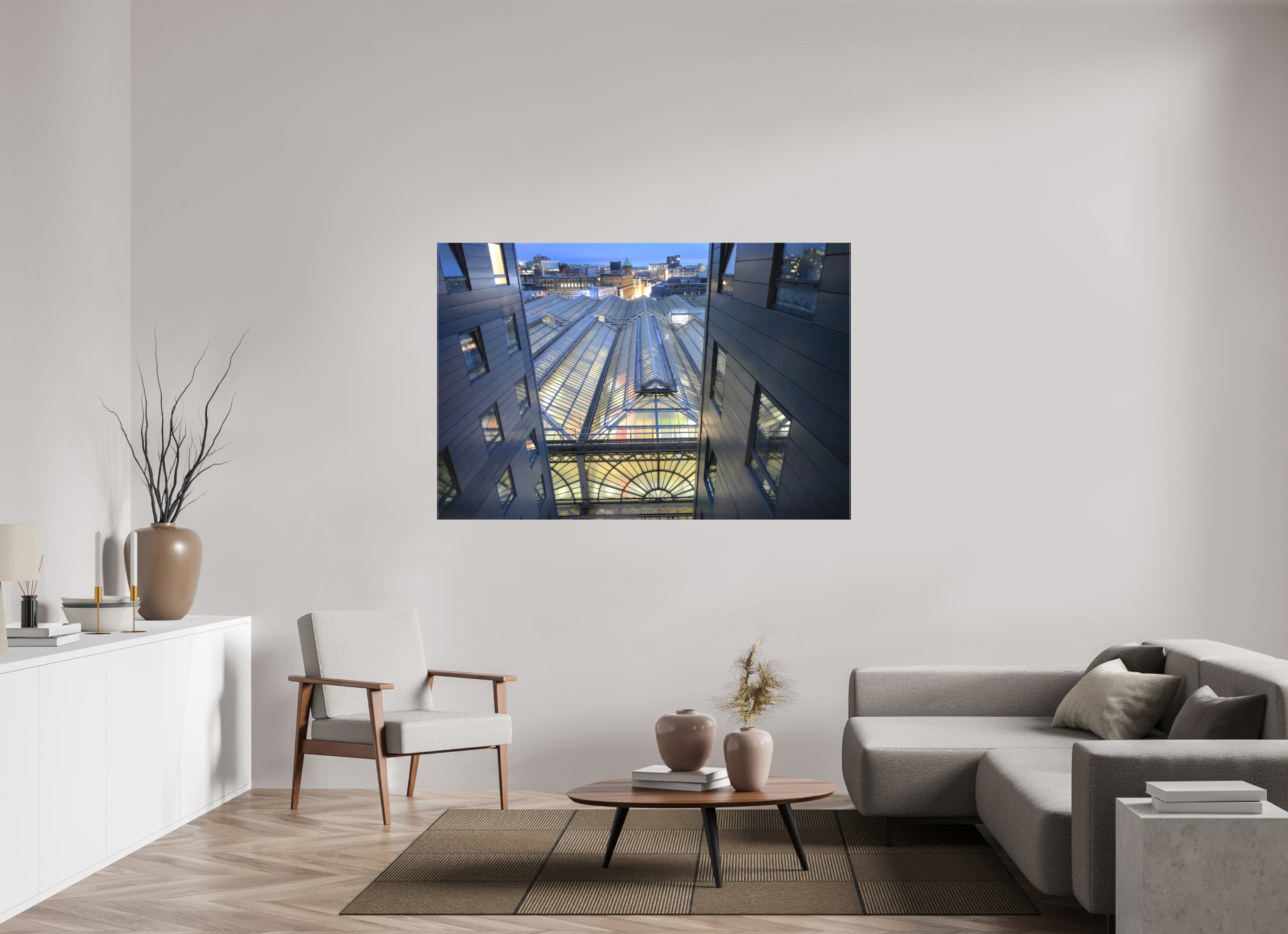 66 x 44″, Matte Canvas with wrapped edges - no frame Glasgow Central Railway Station at dawn on canvas