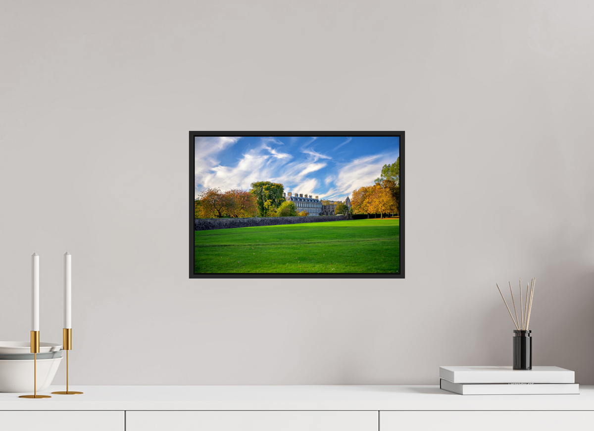 15 x 10″, Acrylic Glass Black matt .24" frame Holyrood Palace on a bright sunny day under acrylic glass with black frame