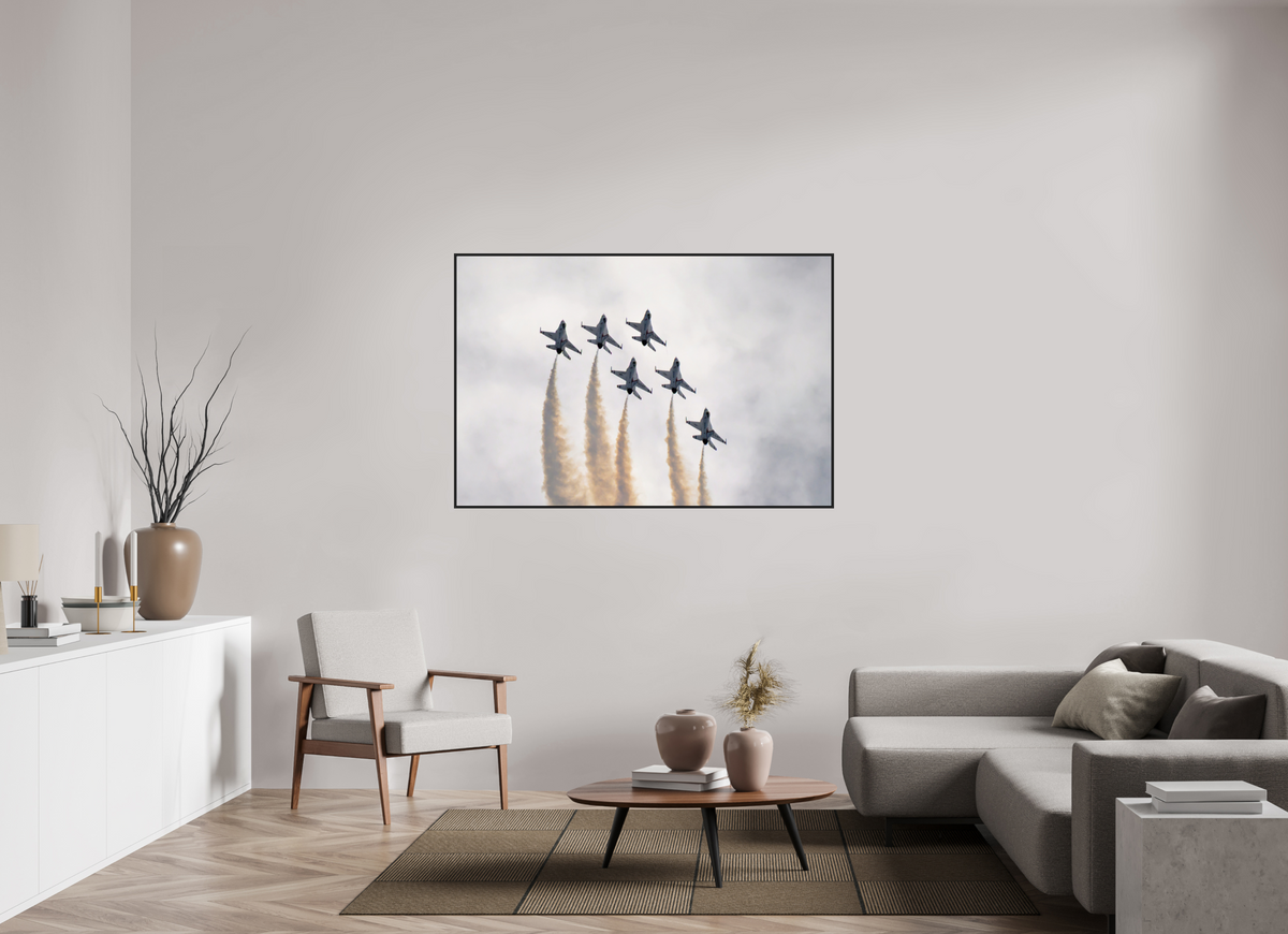 60 x 40″, Acrylic Glass Black matt .24" frame F16 Thunderbirds Photo 9 under acrylic glass with black frame