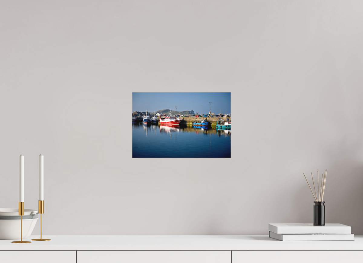 12 x 8″, Matte Acrylic Glass without frame Fishing vessels at Howth Harbour Middle Pier under acrylic glass