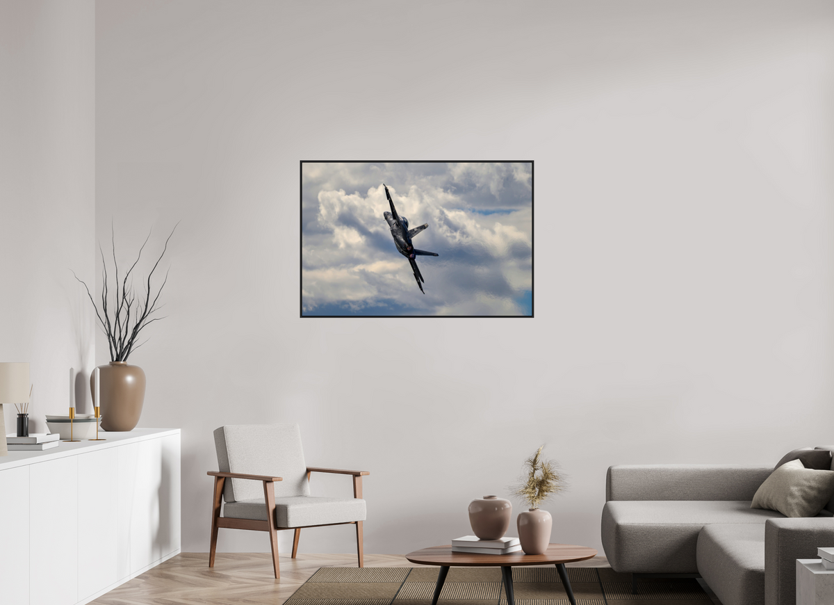 45 x 30″, Acrylic Glass Black matt .24" frame F18A Super Hornet under acrylic glass with black frame