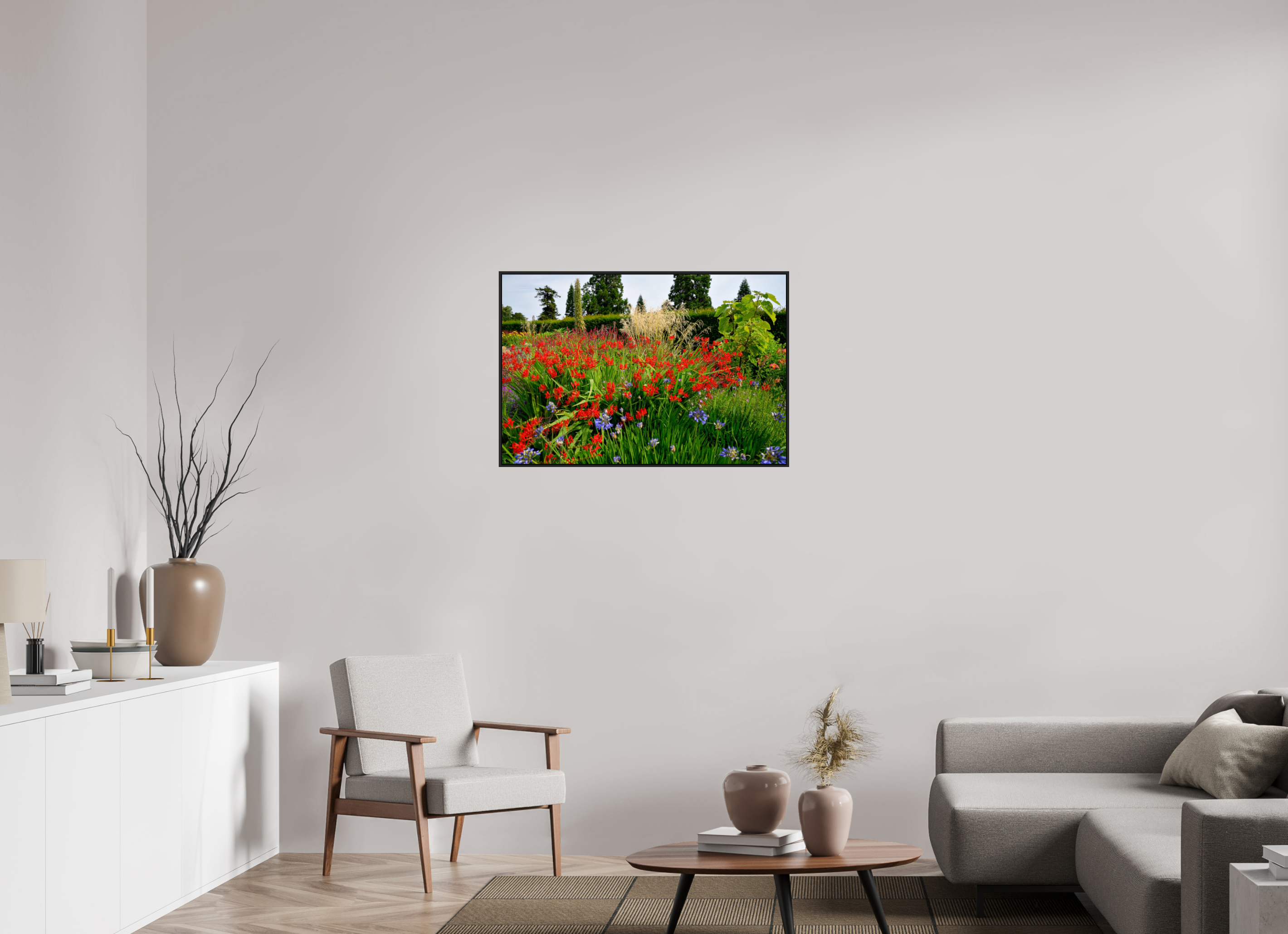 36 x 24″, Acrylic Glass Black matt .24" frame Powerscourt Gardens B under acrylic glass with black frame