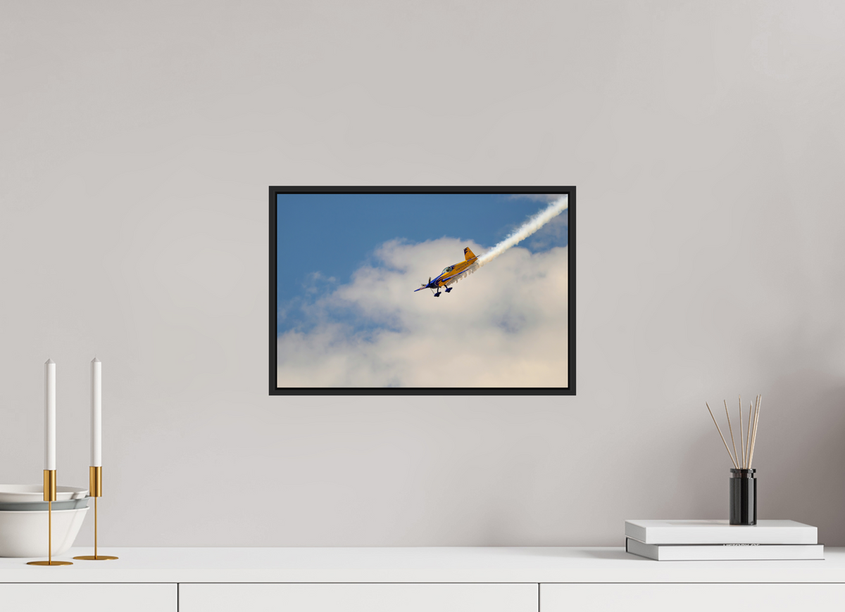 15 x 10″, Acrylic Glass Black matt .24" frame Bob Freeman in his "Extra 330S" under acrylic glass with black frame