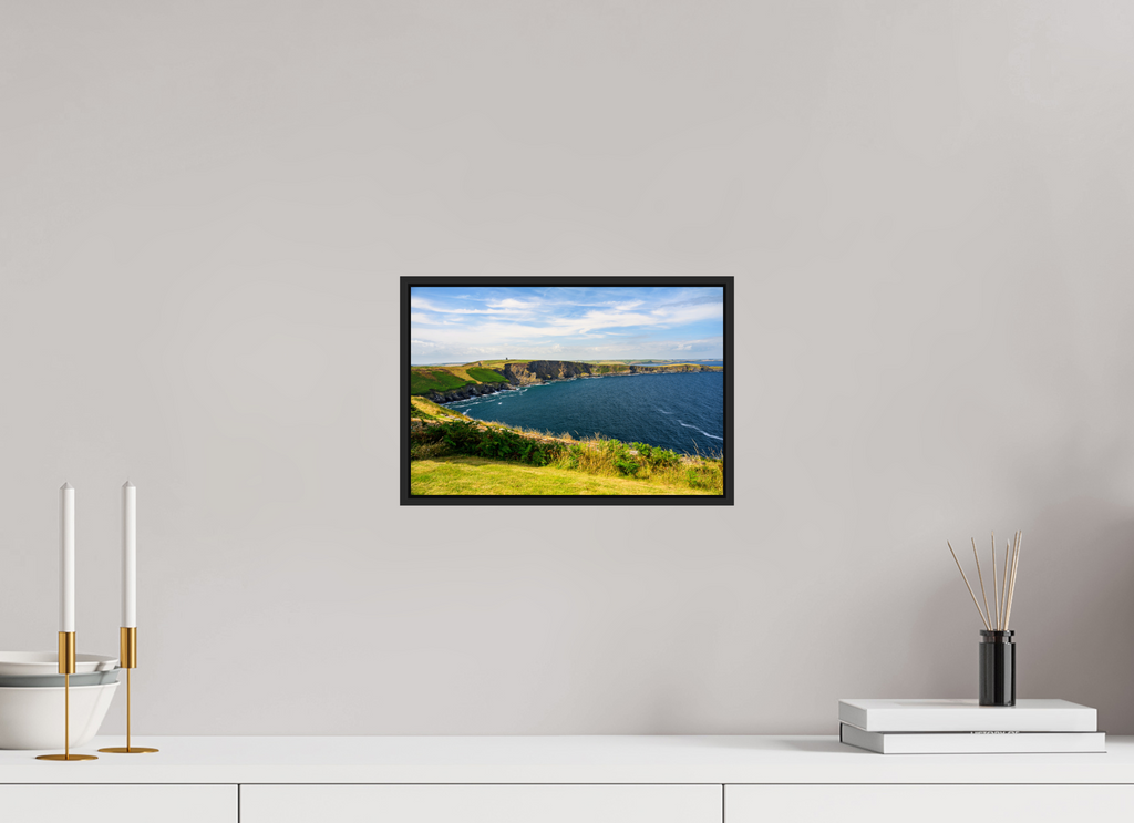 12 x 8″, Acrylic Glass Black matt .24" frame Holeopen Bay East under acrylic glass in black frame