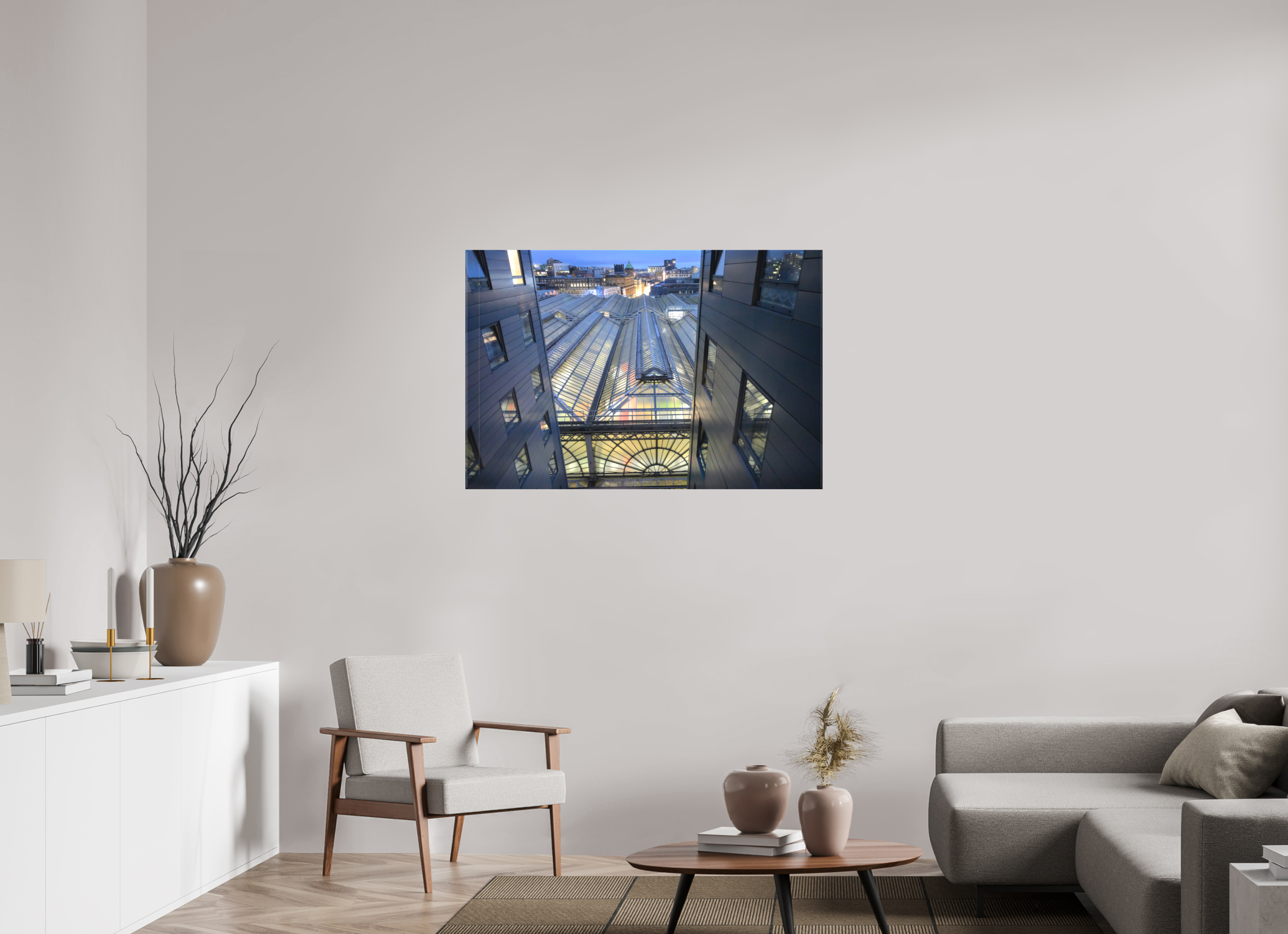 45 x 30″, Matte Canvas with wrapped edges - no frame Glasgow Central Railway Station at dawn on canvas