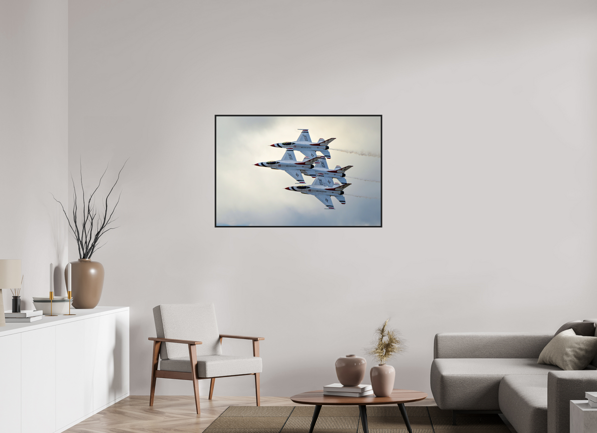 45 x 30″, Acrylic Glass Black matt .24" frame F16 Thunderbirds Photo 1 under acrylic glass with black frame