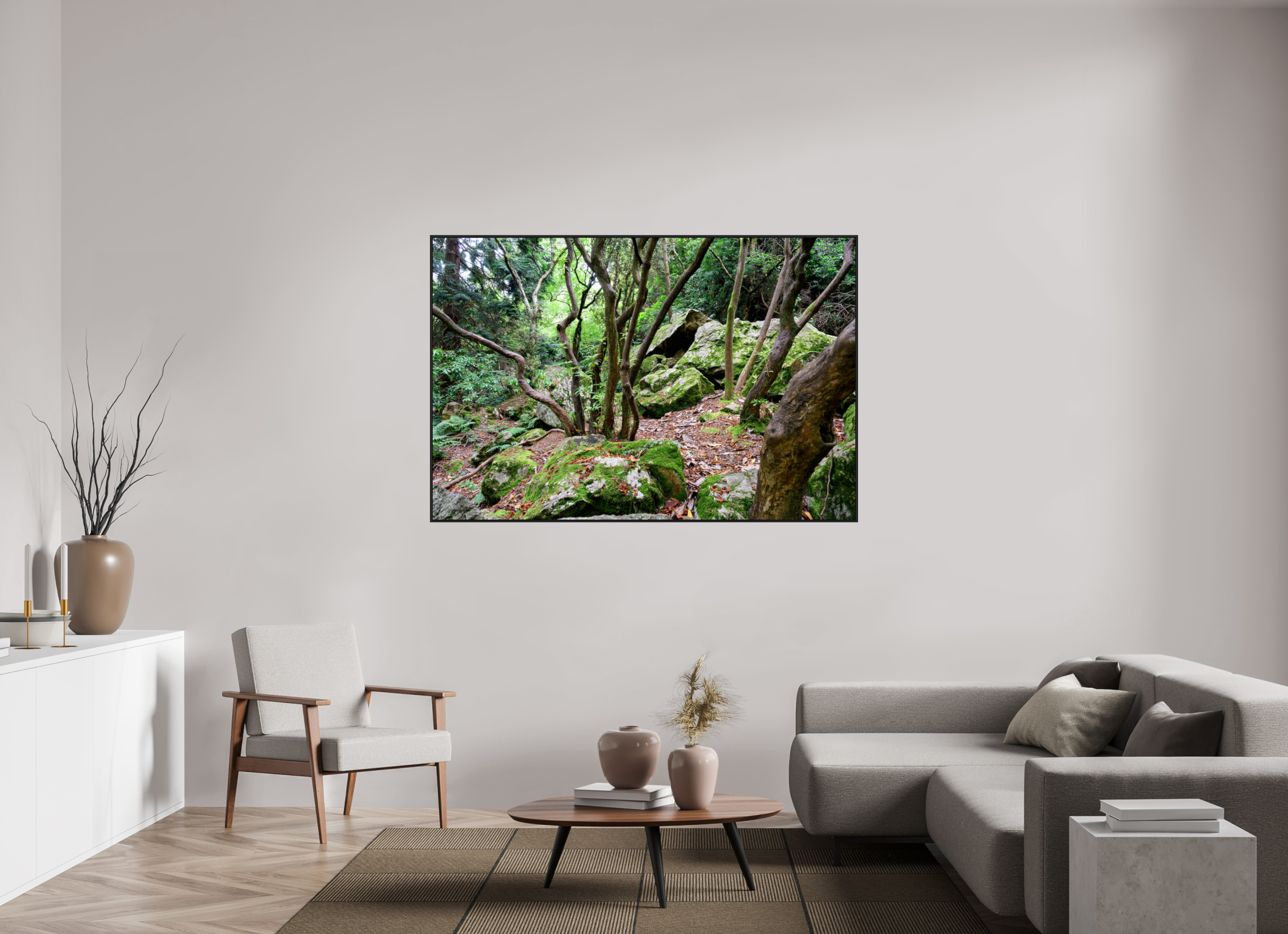 66 x 44″, Acrylic Glass Black matt .24" frame Enchanted forest near Howth under acrylic glass with black frame