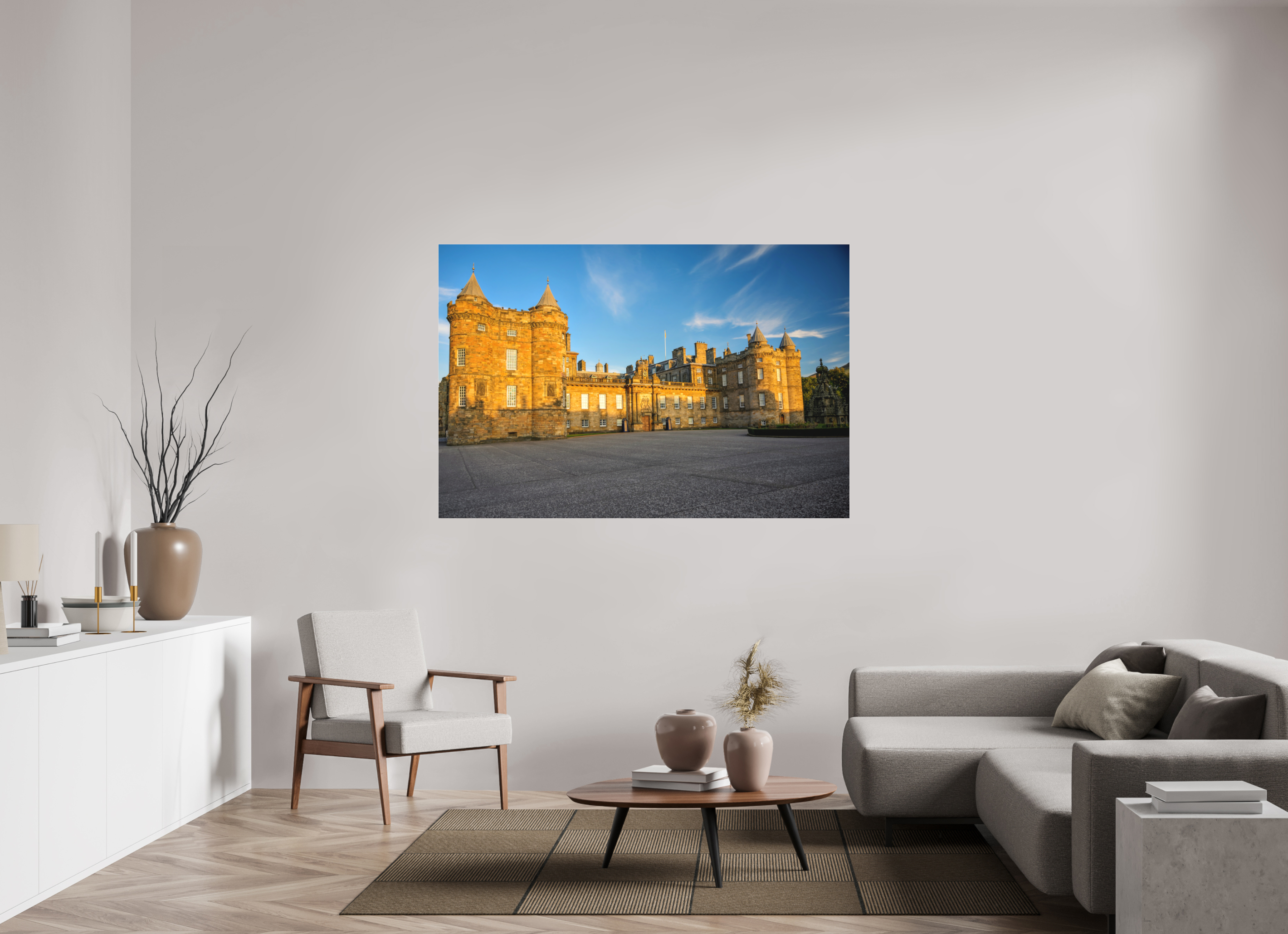 66 x 44″, Matte Acrylic Glass without frame Holyrood Palace at sunset on Matte Acrylic Glass without frame