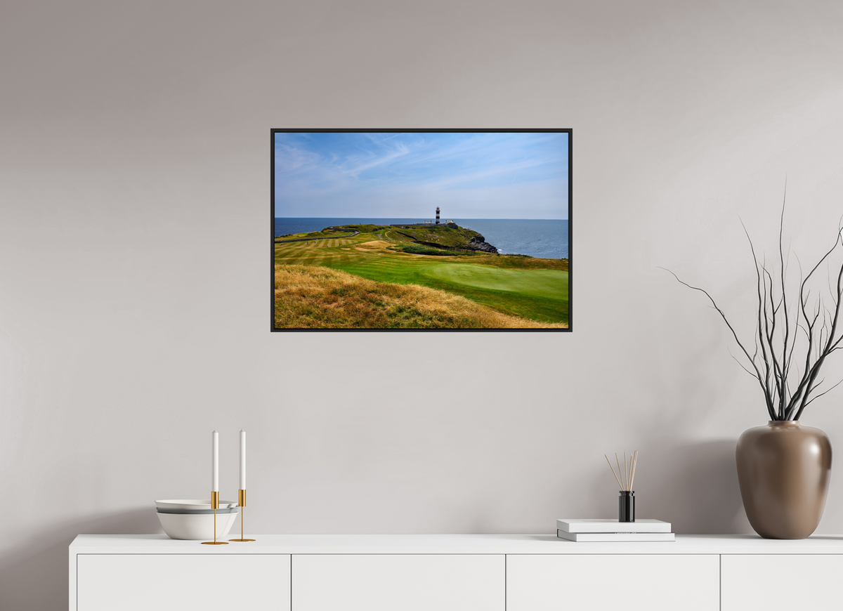 30 x 20″, Acrylic Glass Black matt .24" frame Old Head golf course and lighthouse under acrylic glass in black frame
