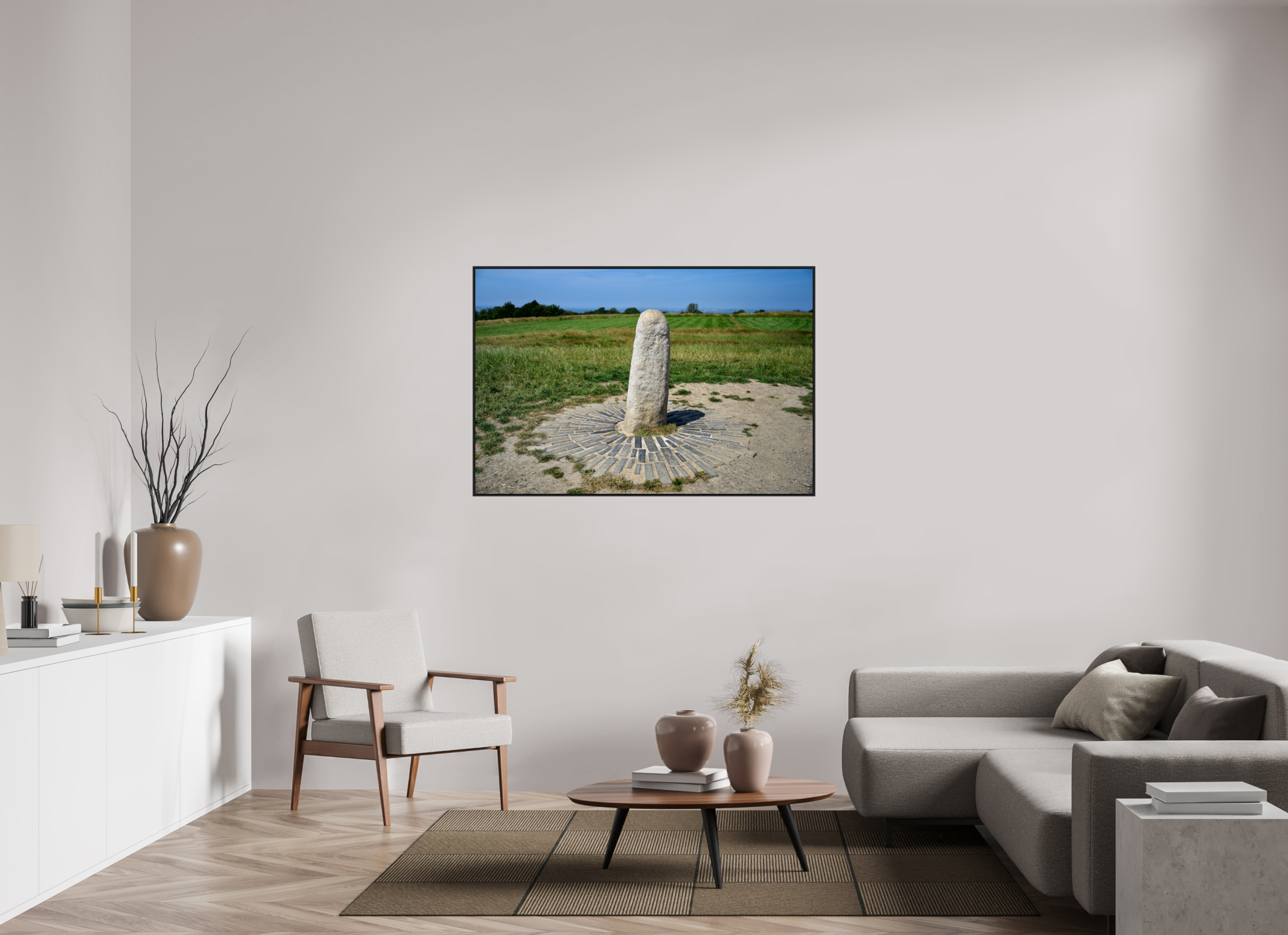 54 x 36″, Acrylic Glass Black matt .24" frame The Lia Fáil at the Hill Of Tara under acrylic glass with black frame