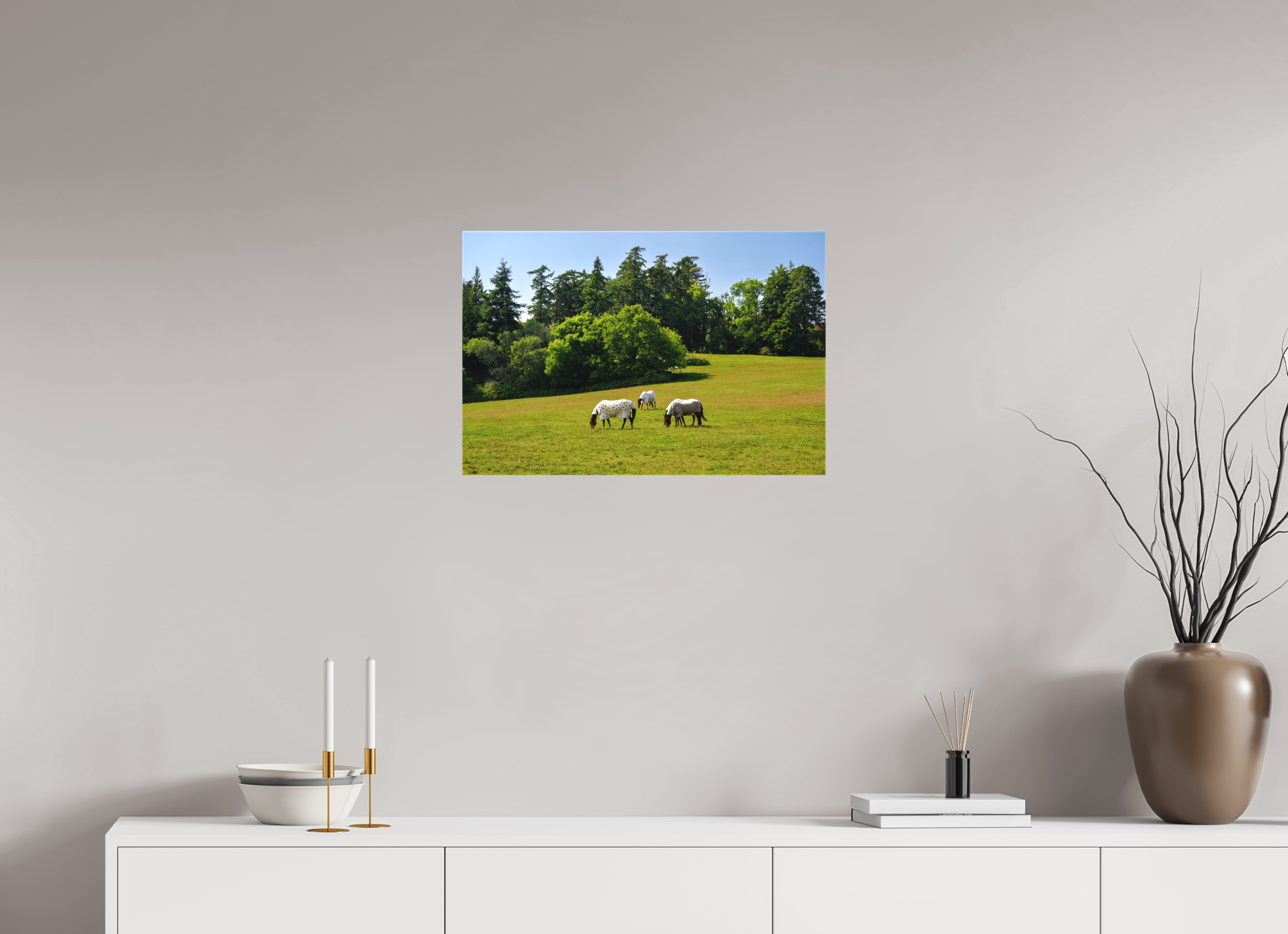 24 x 16″, Matte Canvas with wrapped edges - no frame Horses near Powerscourt Gardens on canvas