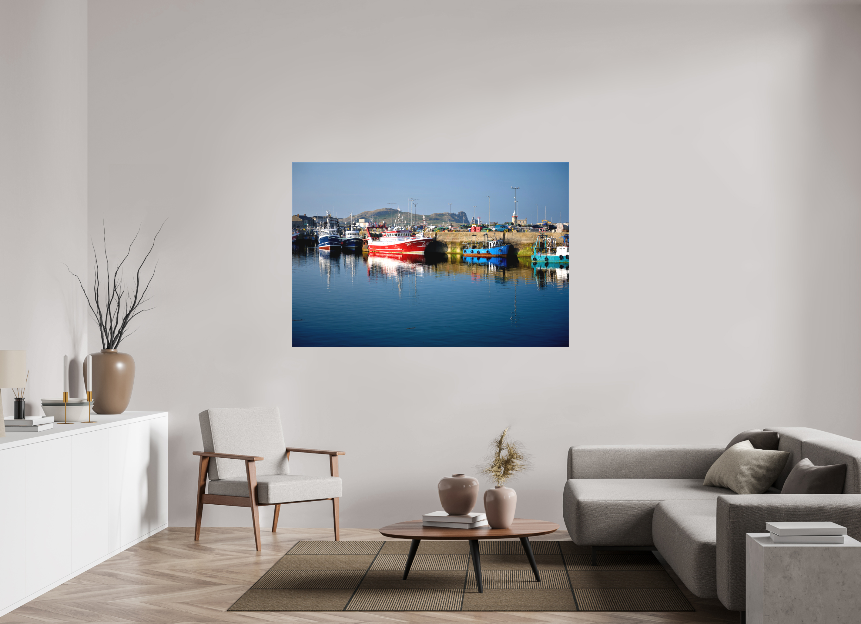 66 x 44″, Matte Canvas with wrapped edges - no frame Fishing vessels at Howth Harbour Middle Pier on canvas