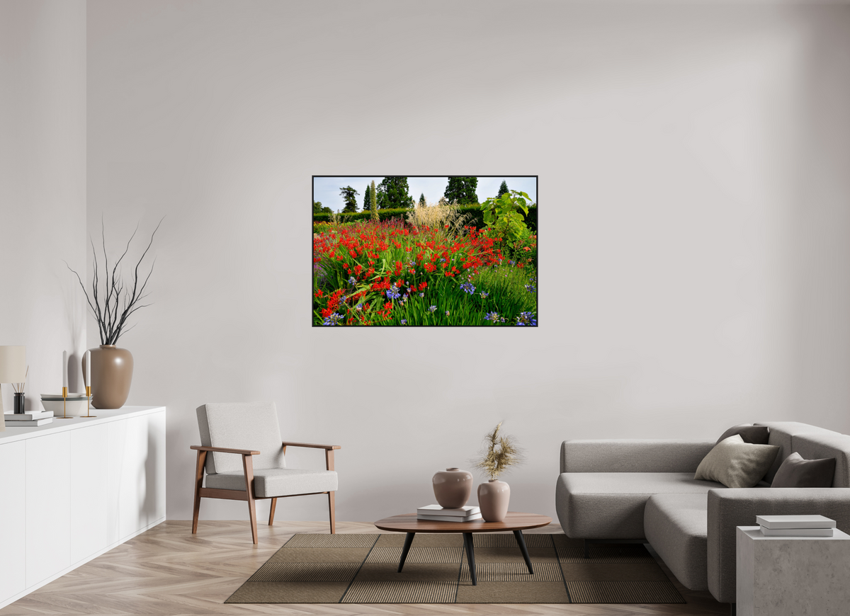 54 x 36″, Acrylic Glass Black matt .24" frame Powerscourt Gardens B under acrylic glass with black frame