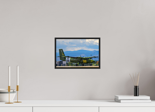 12 x 8″, Acrylic Glass Black matt .24" frame 98 FTS "Stand In The Door" De Havilland Canada UV-18 Twin Otter under acrylic glass with black frame