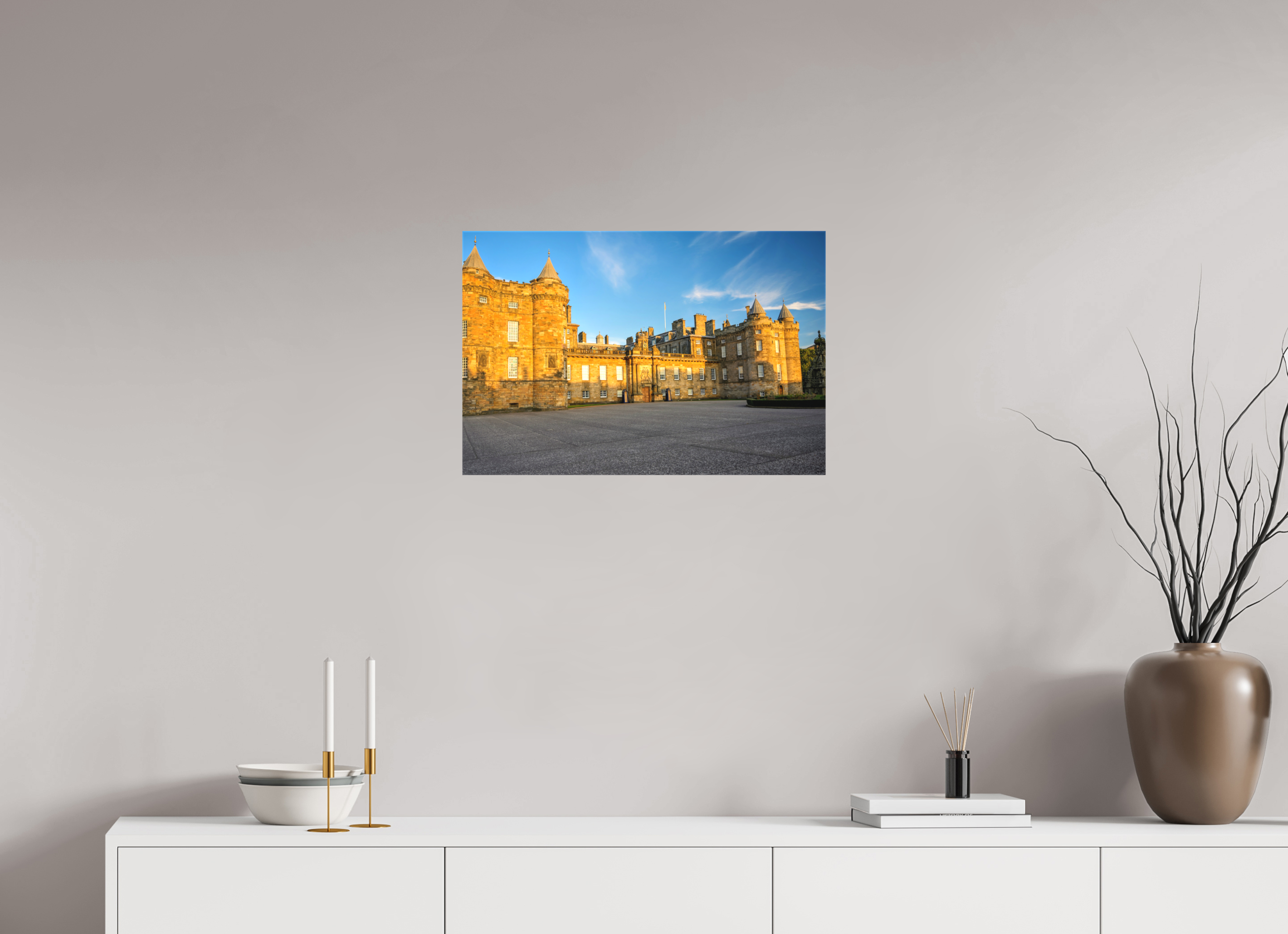 24 x 16″, Matte Canvas with wrapped edges - no frame Holyrood Palace at sunset on canvas