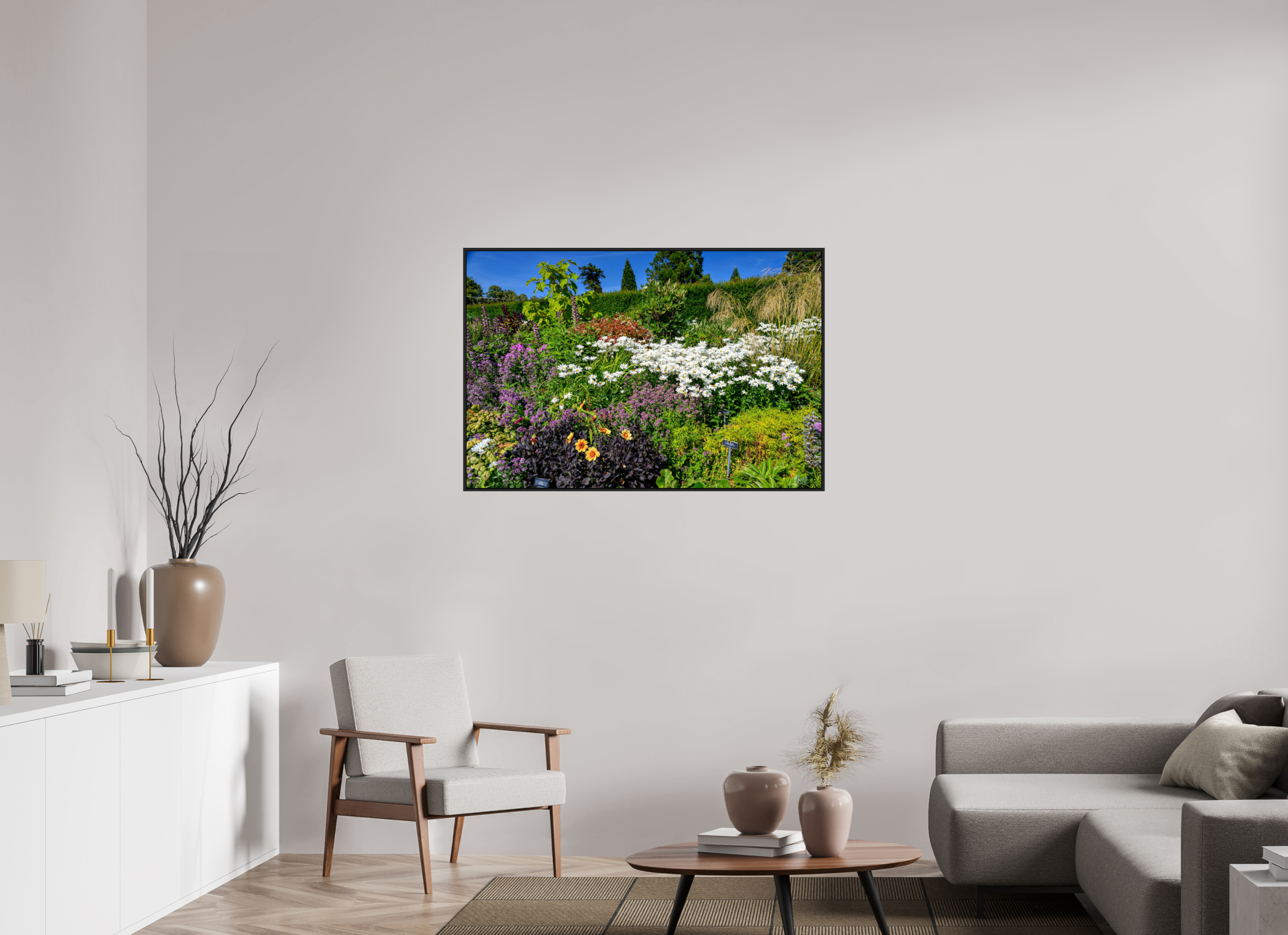 45 x 30″, Acrylic Glass Black matt .24" frame Powerscourt Gardens A under acrylic glass with black frame