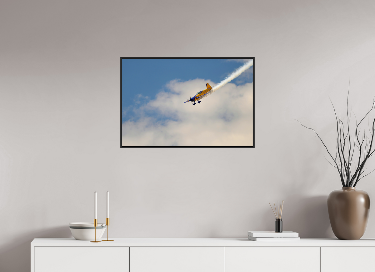 30 x 20″, Acrylic Glass Black matt .24" frame Bob Freeman in his "Extra 330S" under acrylic glass with black frame