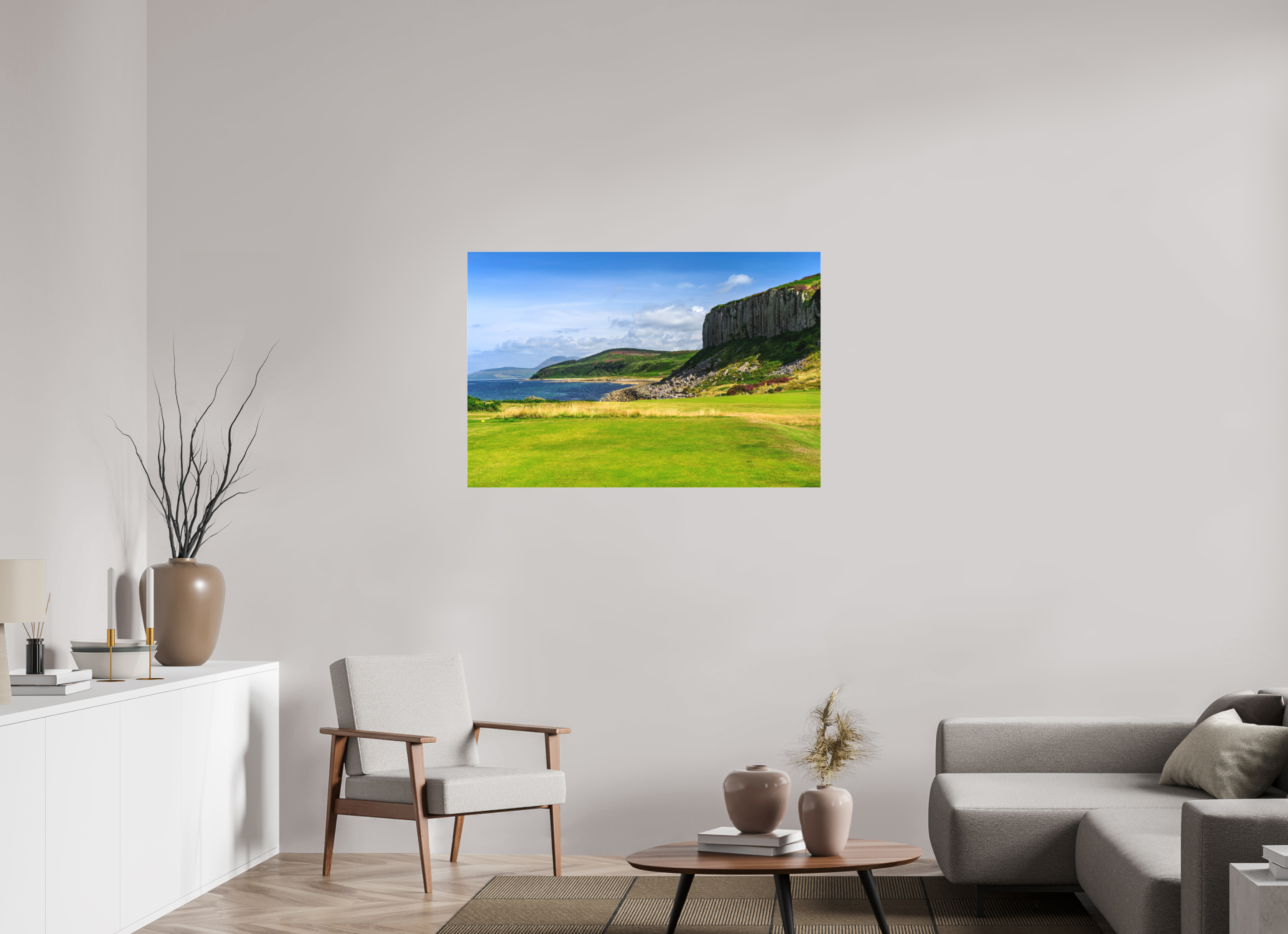 45 x 30″, Matte Acrylic Glass without frame Cliff view from the Shiskine golf course on Matte Acrylic Glass without frame
