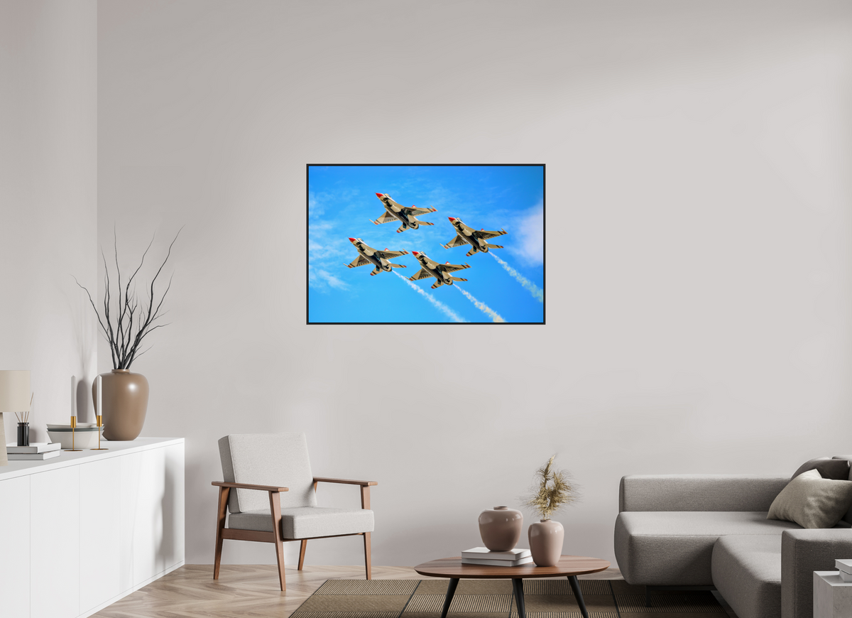 45 x 30″, Acrylic Glass Black matt .24" frame F16 Thunderbirds Photo 2 under acrylic glass with black frame
