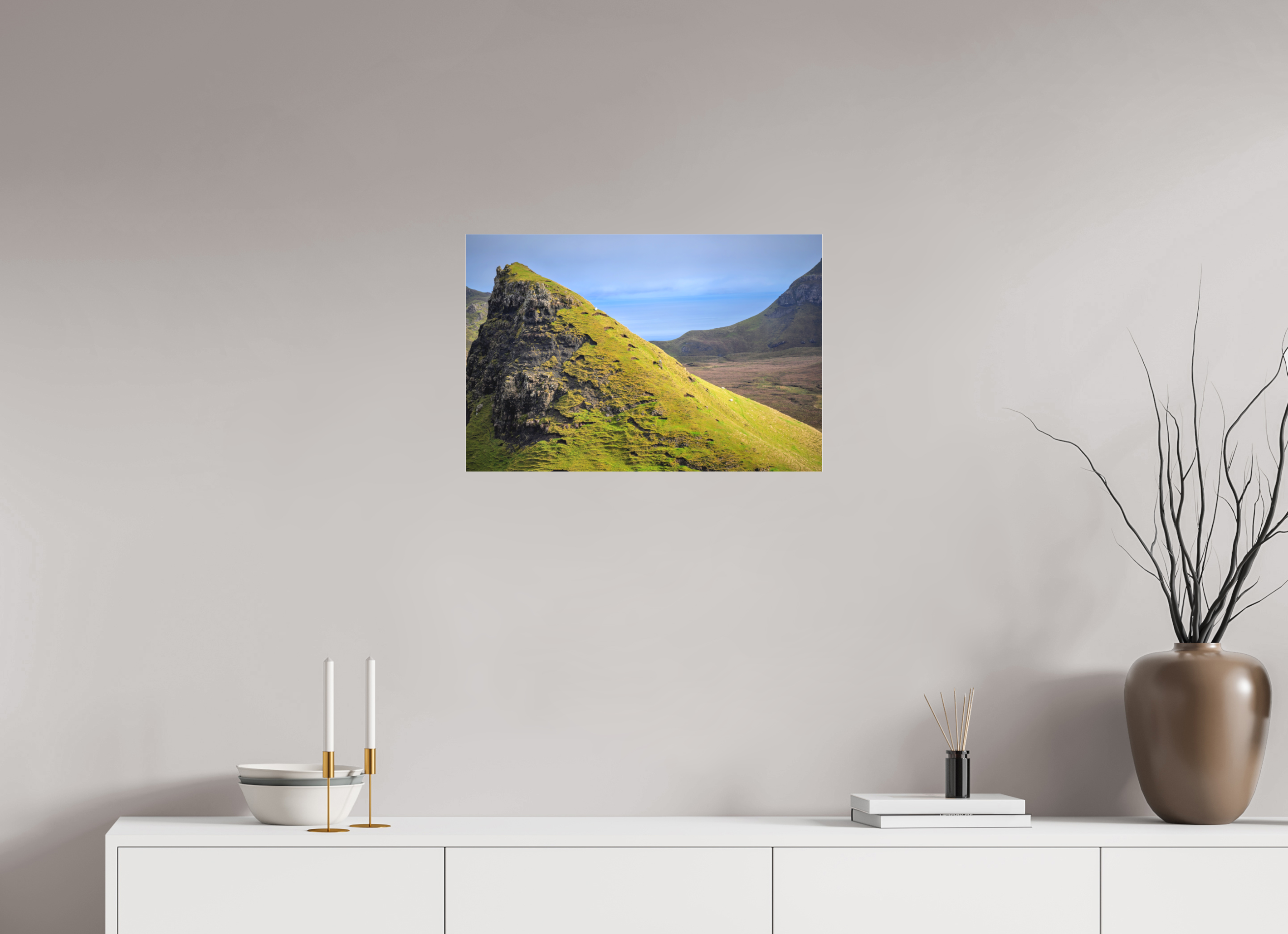24 x 16″, Matte Acrylic Glass without frame Sheep grazing on a slope near Quiraing on Matte Acrylic Glass without frame