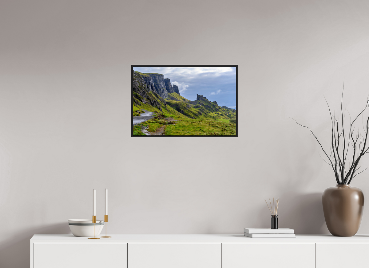 24 x 16″, Acrylic Glass Black matt .24" frame The Quiraing on the Isle of Skye under acrylic glass with black frame