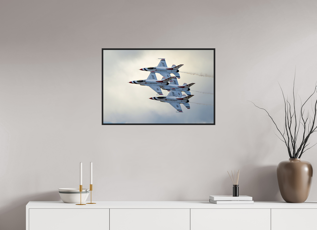 30 x 20″, Acrylic Glass Black matt .24" frame F16 Thunderbirds Photo 1 under acrylic glass with black frame