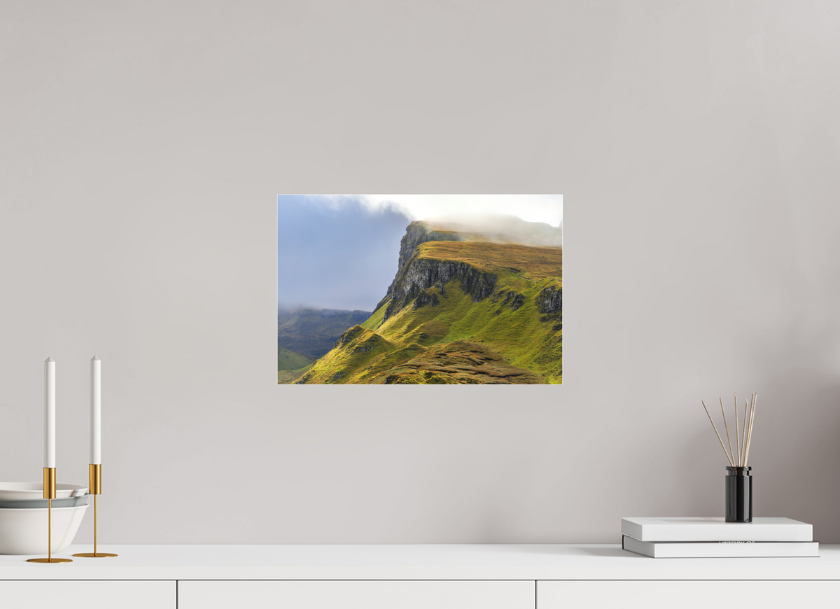 15 x 10″, Matte Acrylic Glass without frame Rocky cliffs in misty sunshine near the Quiraing on Matte Acrylic Glass without frame