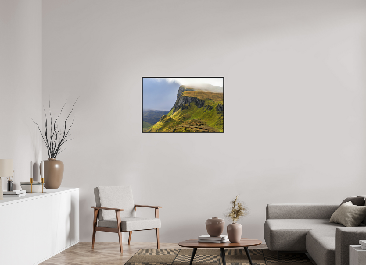 36 x 24″, Acrylic Glass Black matt .24" frame Rocky cliffs under acrylic glass with black frame
