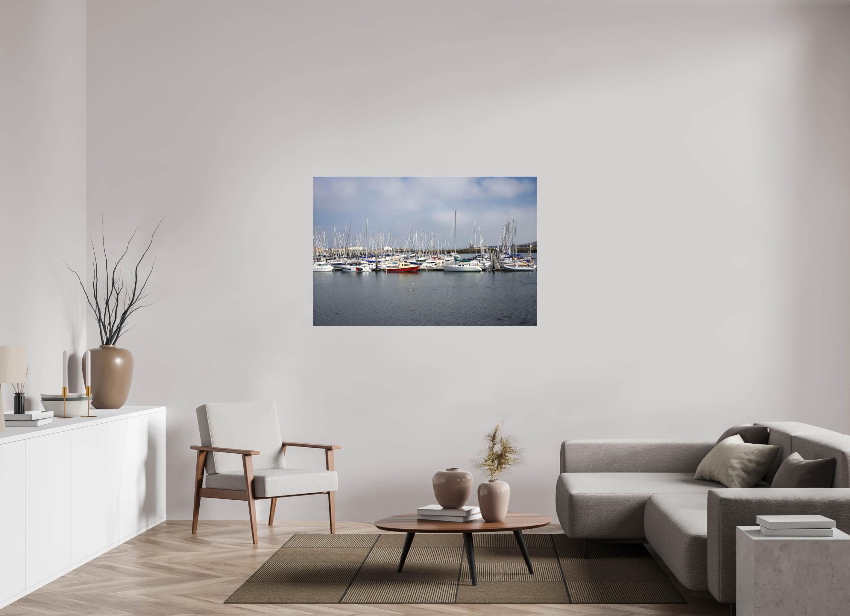 54 x 36″, Matte Canvas with wrapped edges - no frame Sailing vessels in Howth Harbour on canvas