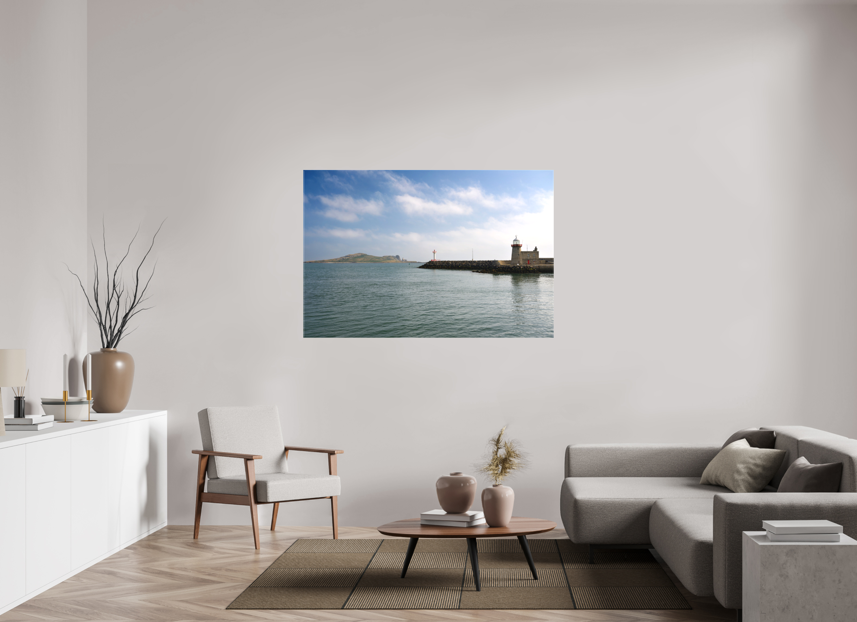 60 x 40″, Matte Canvas with wrapped edges - no frame Howth Harbour and Lighthouse on canvas