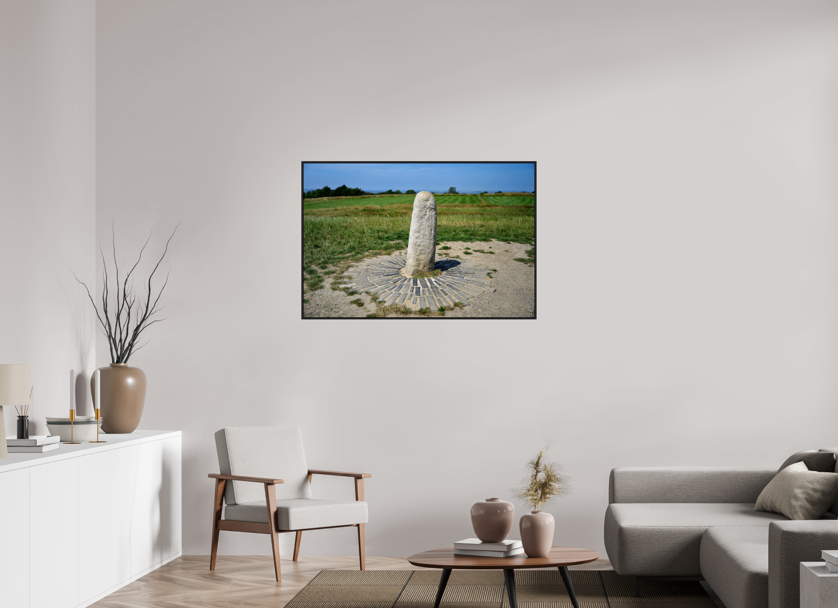 45 x 30″, Acrylic Glass Black matt .24" frame The Lia Fáil at the Hill Of Tara under acrylic glass with black frame