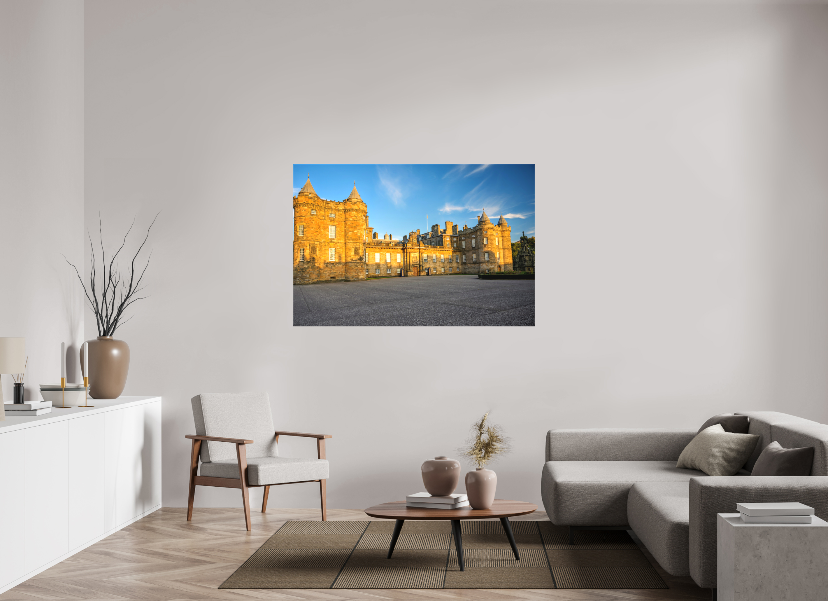 60 x 40″, Matte Canvas with wrapped edges - no frame Holyrood Palace at sunset on canvas