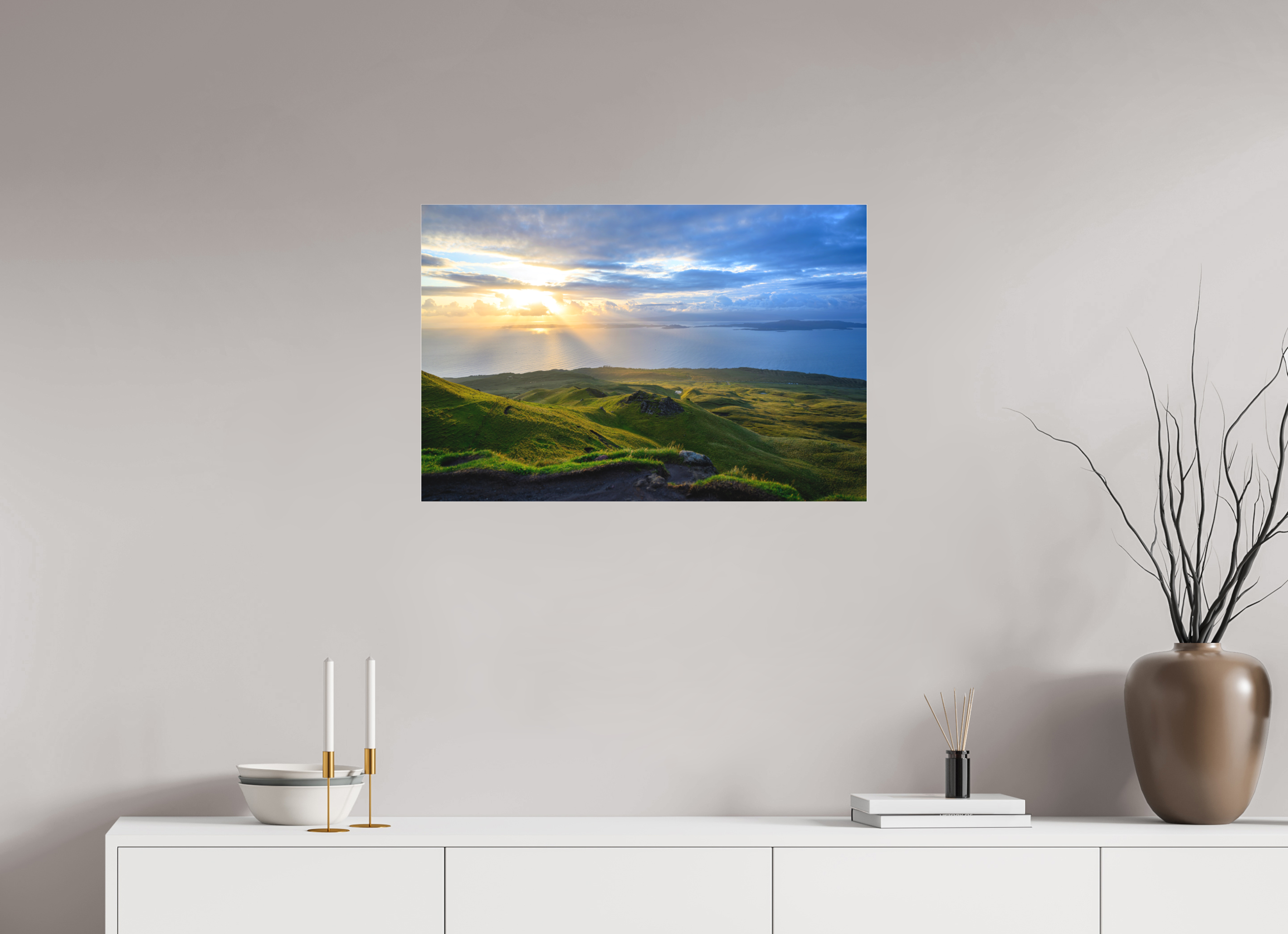 30 x 20″, Matte Acrylic Glass without frame Sunrise over the Sound of Raasay on Matte Acrylic Glass without frame