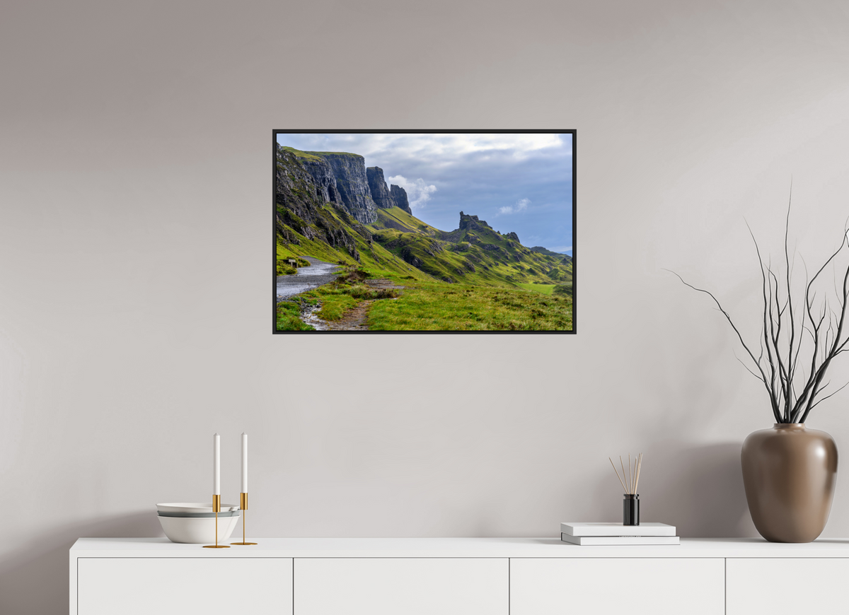 30 x 20″, Acrylic Glass Black matt .24" frame The Quiraing on the Isle of Skye under acrylic glass with black frame