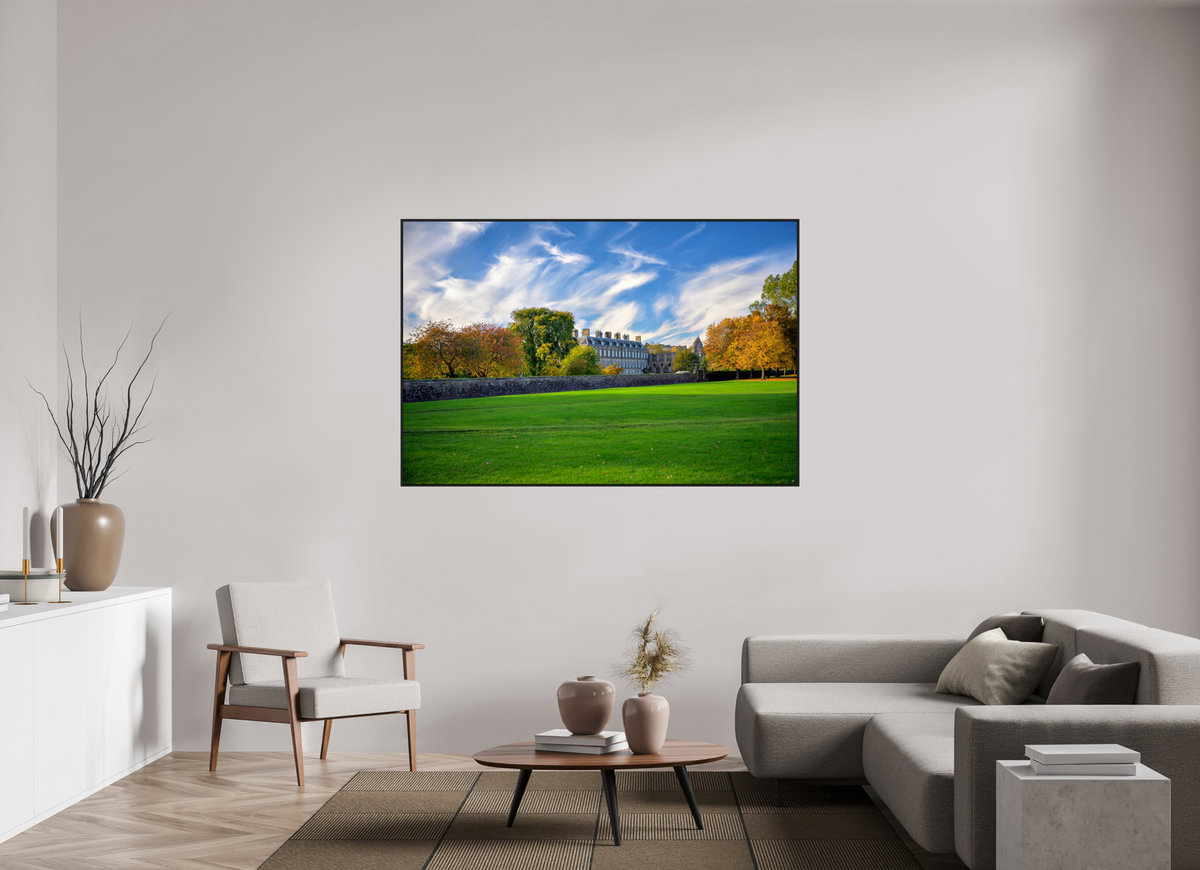 66 x 44″, Acrylic Glass Black matt .24" frame Holyrood Palace on a bright sunny day under acrylic glass with black frame