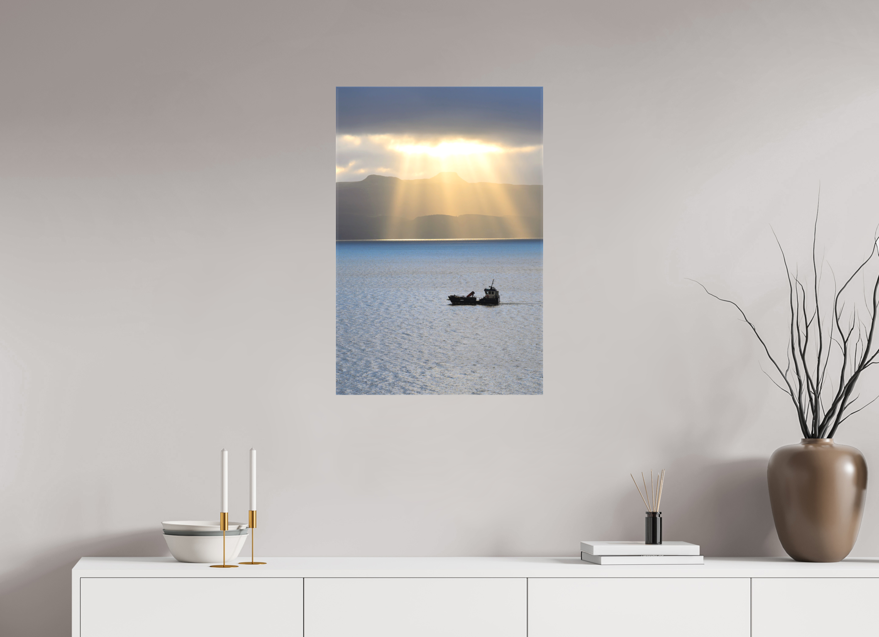 20 x 30″, Matte Canvas with wrapped edges - no frame Morning sunburst on Isle of Skye on Canvas