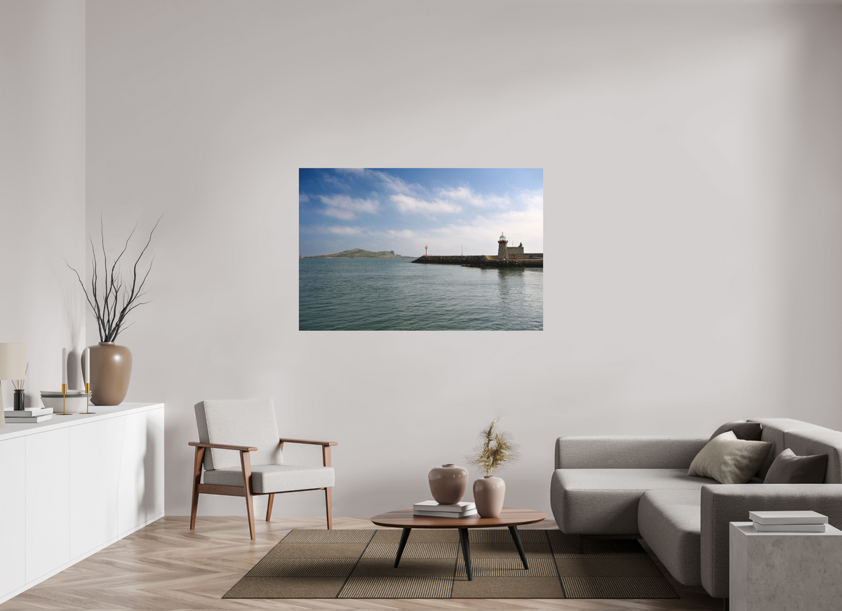 60 x 40″, Matte Acrylic Glass without frame Howth Harbour and Lighthouse under acrylic glass