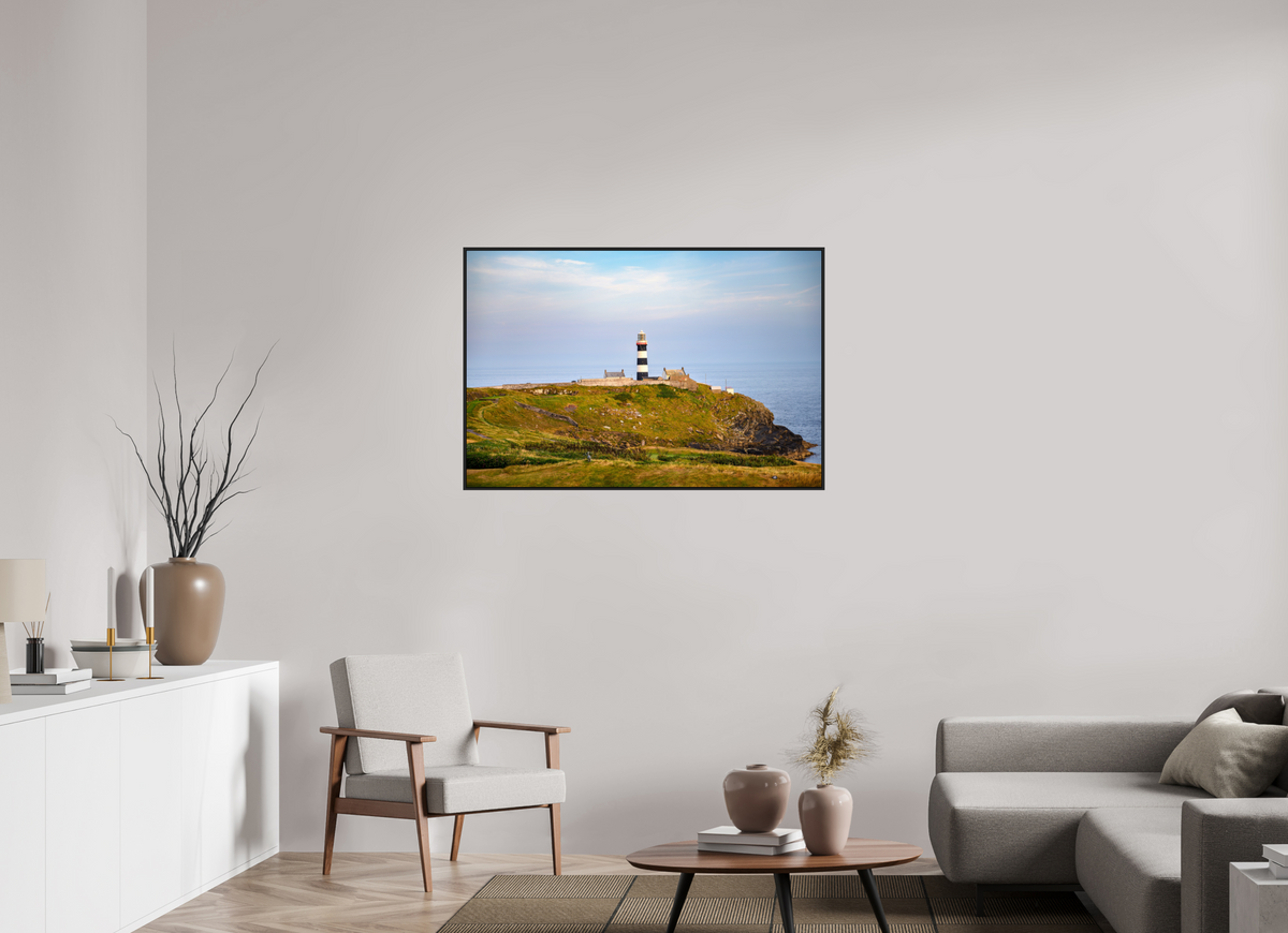 45 x 30″, Acrylic Glass Black matt .24" frame Old Head Lighthouse at sunset under acrylic glass with black frame