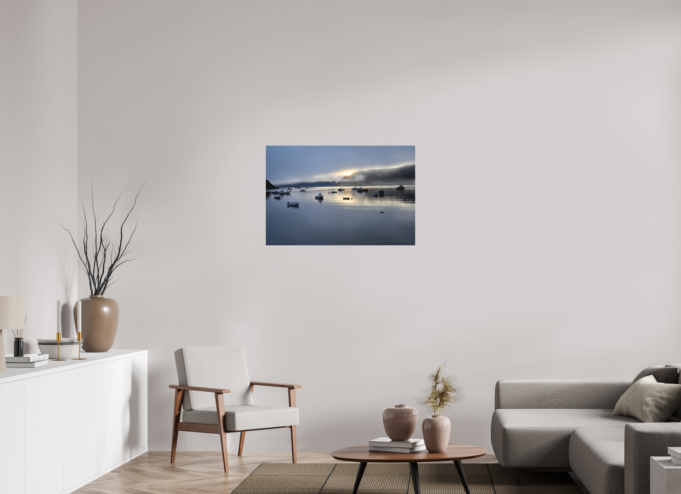 36 x 24″, Matte Acrylic Glass without frame Portree Harbor at sunrise on Matte Acrylic Glass without frame