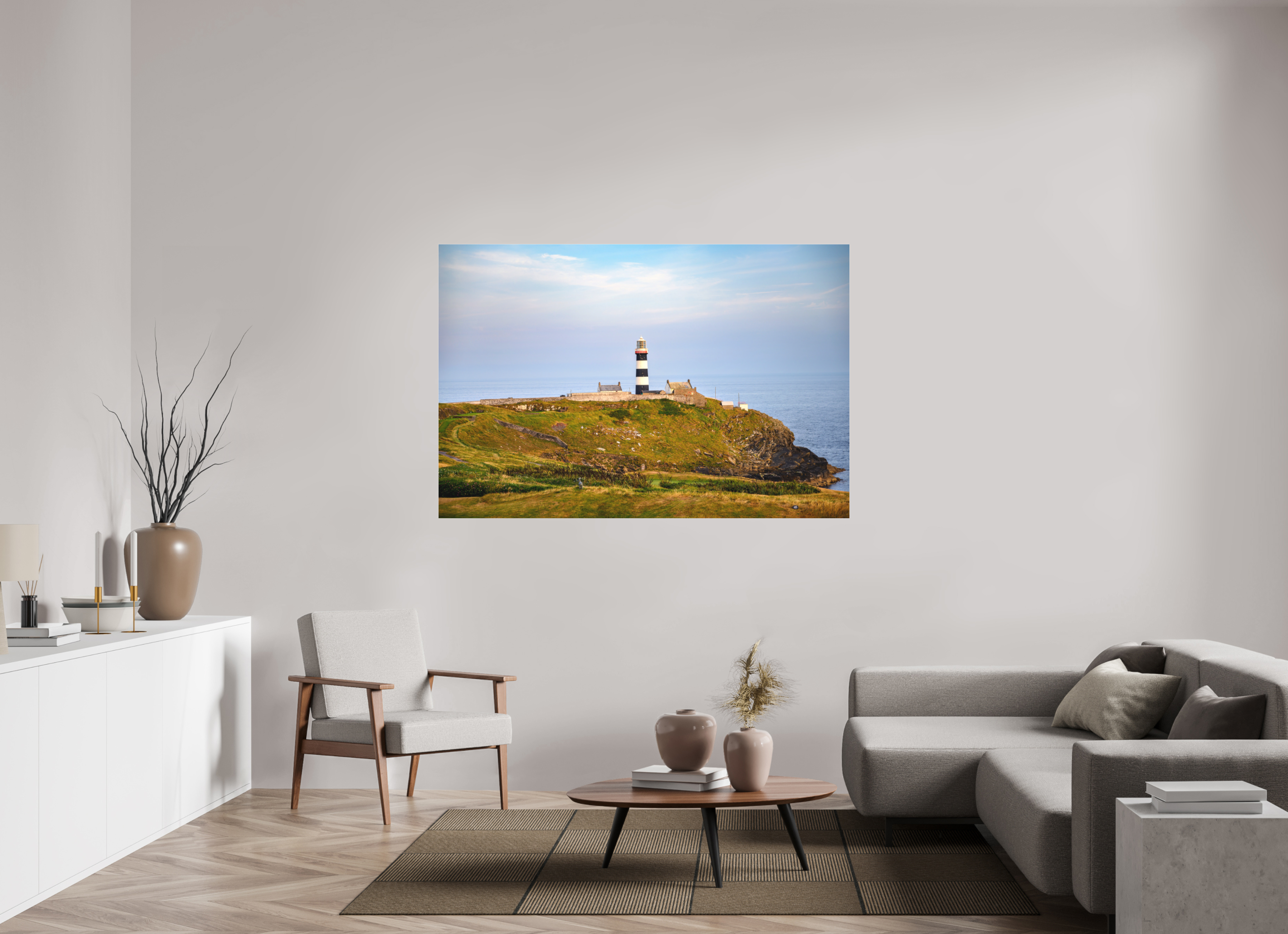 66 x 44″, Matte Acrylic Glass without frame Old Head Lighthouse at sunset on canvas