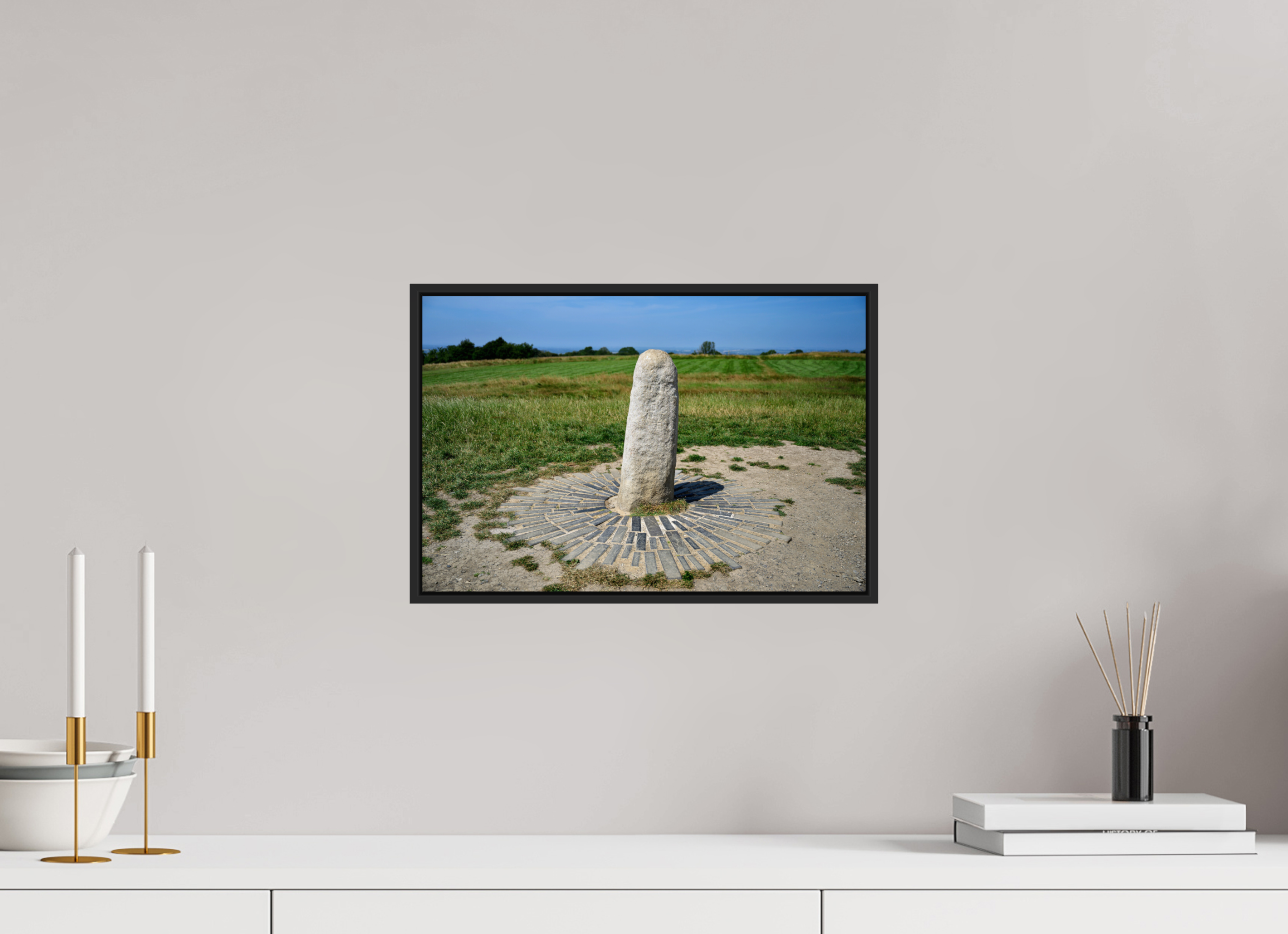 15 x 10″, Acrylic Glass Black matt .24" frame The Lia Fáil at the Hill Of Tara under acrylic glass with black frame