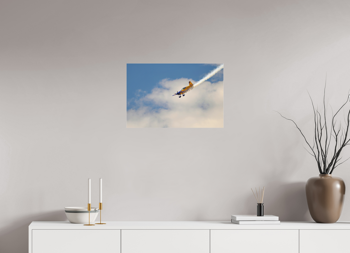 24 x 16″, Matte Acrylic Glass without frame Bob Freeman in his "Extra 330S" under acrylic glass
