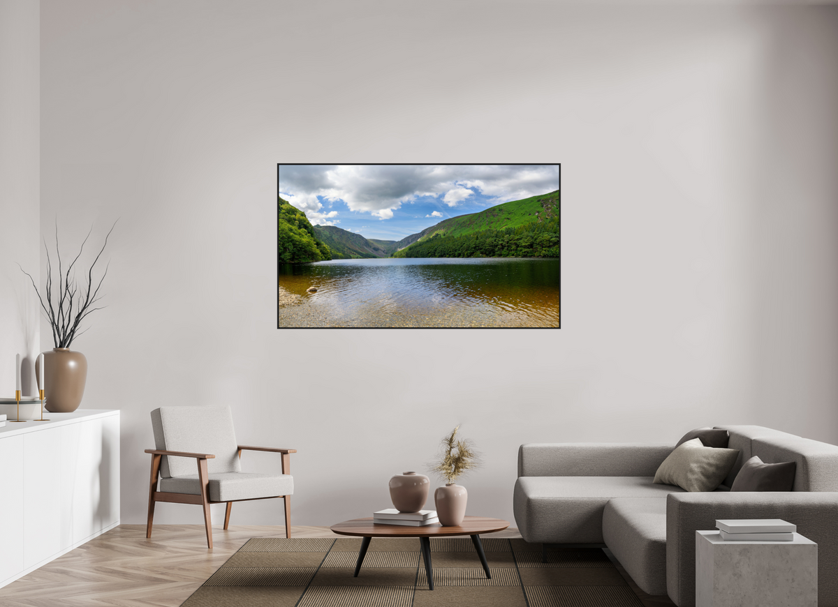 67.2 x 39″, Acrylic Glass Black matt .24" frame Upper Lake at Glendalough under acrylic glass with black frame