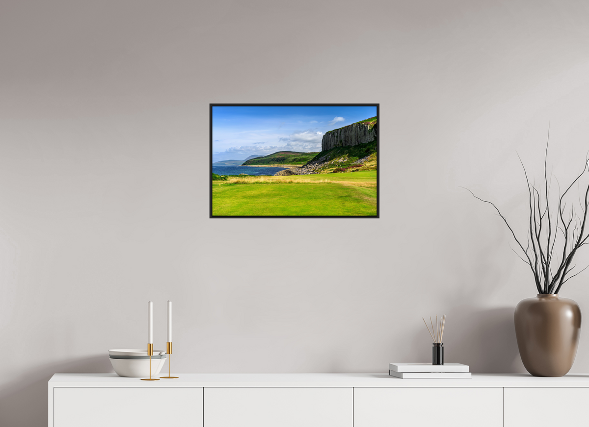 24 x 16″, Acrylic Glass Black matt .24" frame Cliff view from the Shiskine golf course under acrylic glass with black frame