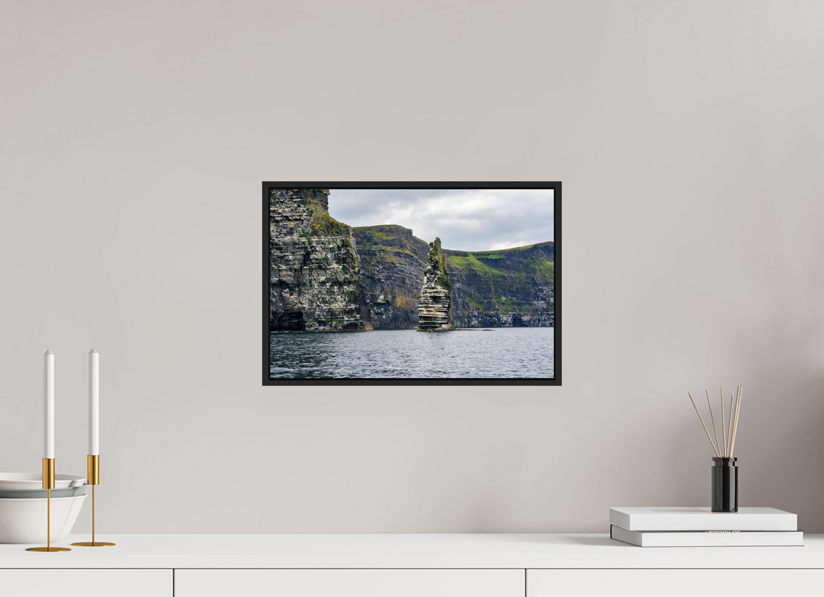 15 x 10″, Acrylic Glass Black matt .24" frame Cliffs of Mohre under acrylic glass with black frame
