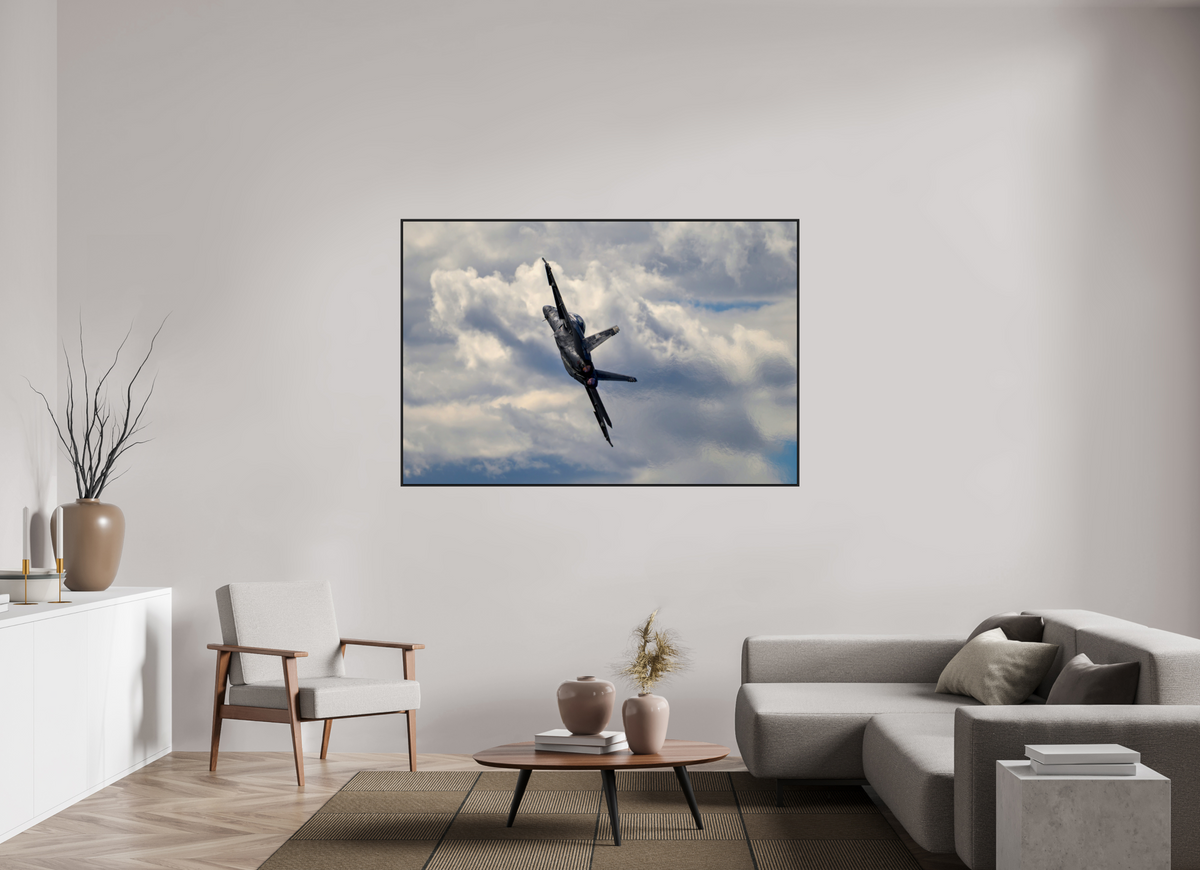 66 x 44″, Acrylic Glass Black matt .24" frame F18A Super Hornet under acrylic glass with black frame