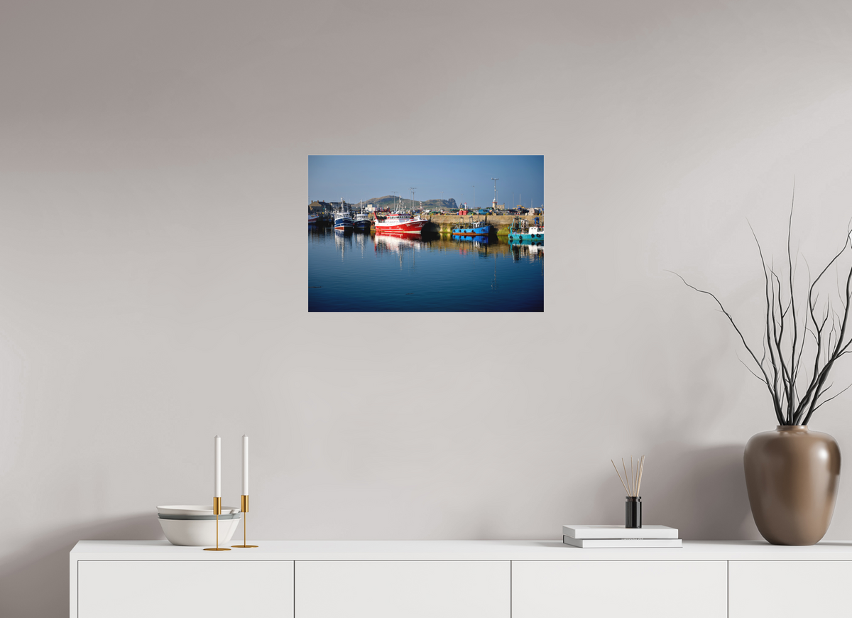 24 x 16″, Matte Acrylic Glass without frame Fishing vessels at Howth Harbour Middle Pier under acrylic glass